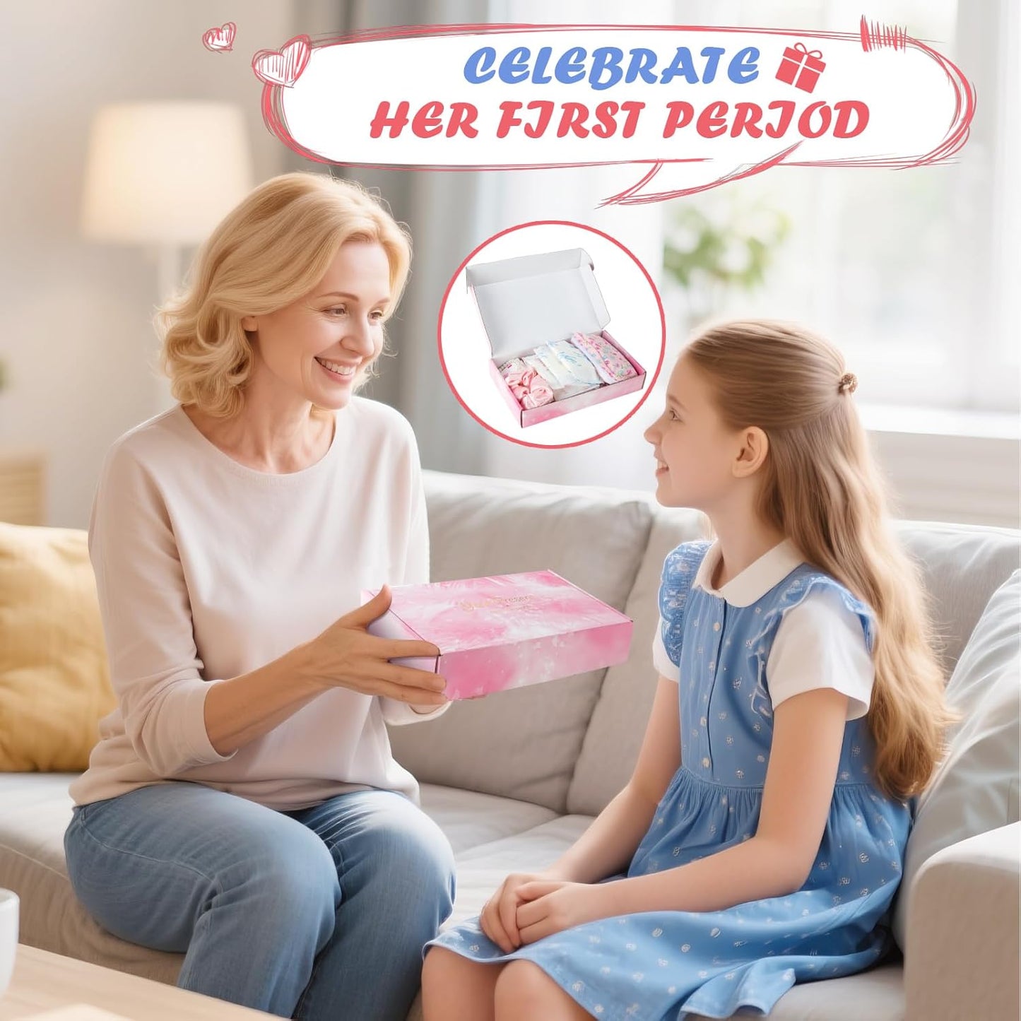 Desing Wish 22 PCS First Period Starter Kit Gift for Teen Girls Period Bags for Teen Tweens Girls with Sanitary Pad Storage Bag, Wipes, Menstrual Tracker, Disposal Pouches and More (Pink Floral)