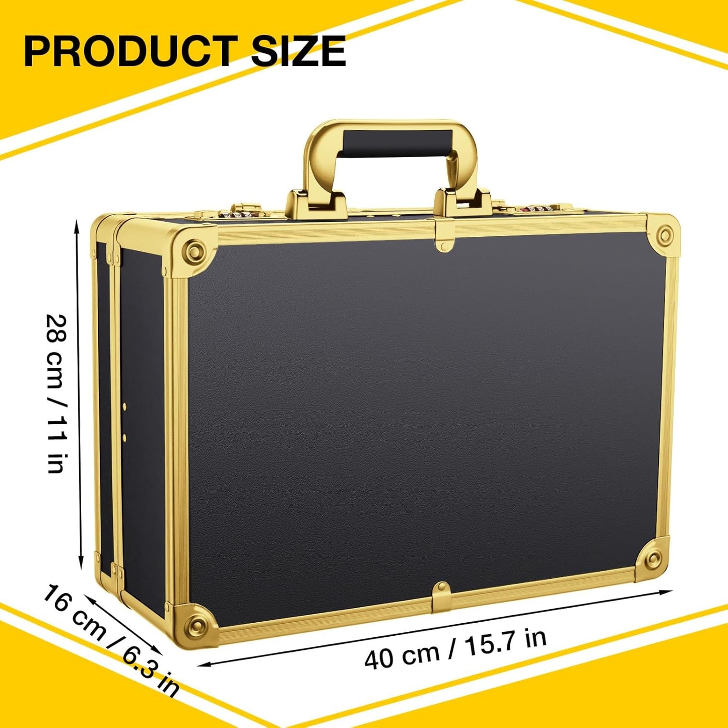 Noverlife Gold Password Lock Barber Carrying Case, 16x11x6in Large Salon Hair Cutting Tools Storage Box, Portable Hairdresser Travel Suitcase Grooming Scissor Organizer for Hairstylist Pet Groomer