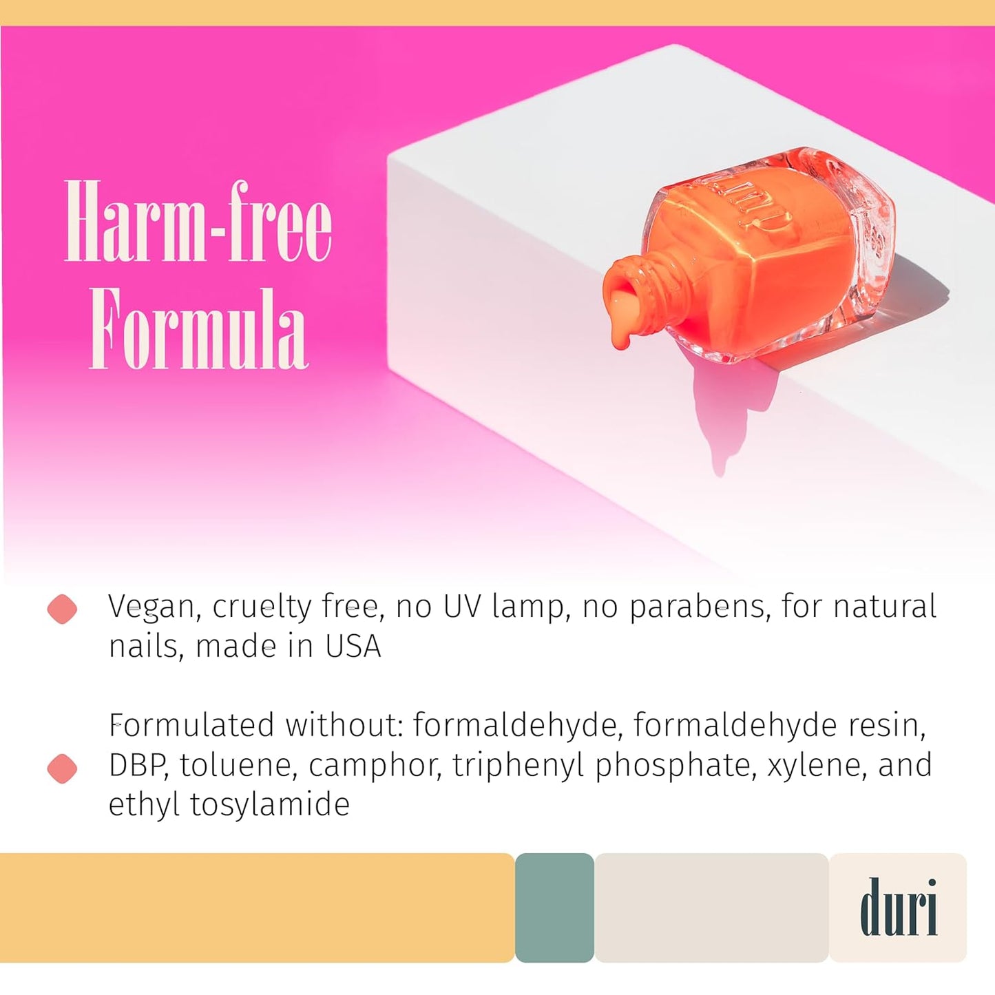 duri 647N The O.C. Orange, Neon Orange Nail Polish, Matte Finish, Quick Drying, 0.45 Fl Oz