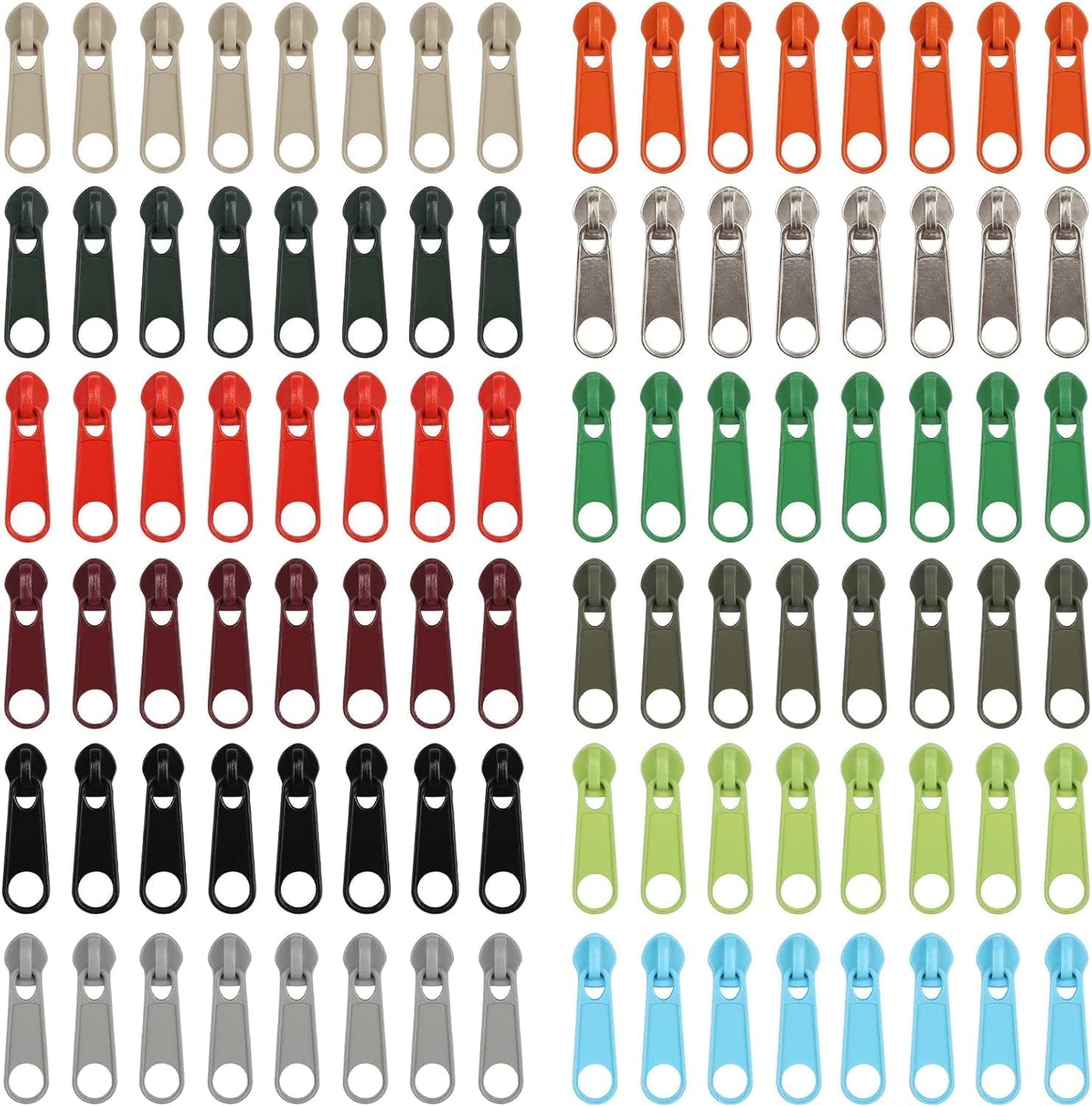 DOITEM 96Pcs Zipper Repair Kit - 12 Colors, 3# Zipper Pulls, Rescue Kit for Clothing, Jackets, Purses, Luggage, Backpacks