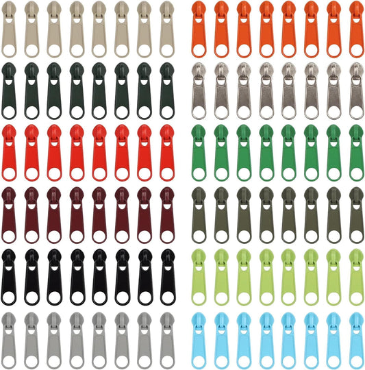 DOITEM 96Pcs Zipper Repair Kit - 12 Colors, 3# Zipper Pulls, Rescue Kit for Clothing, Jackets, Purses, Luggage, Backpacks