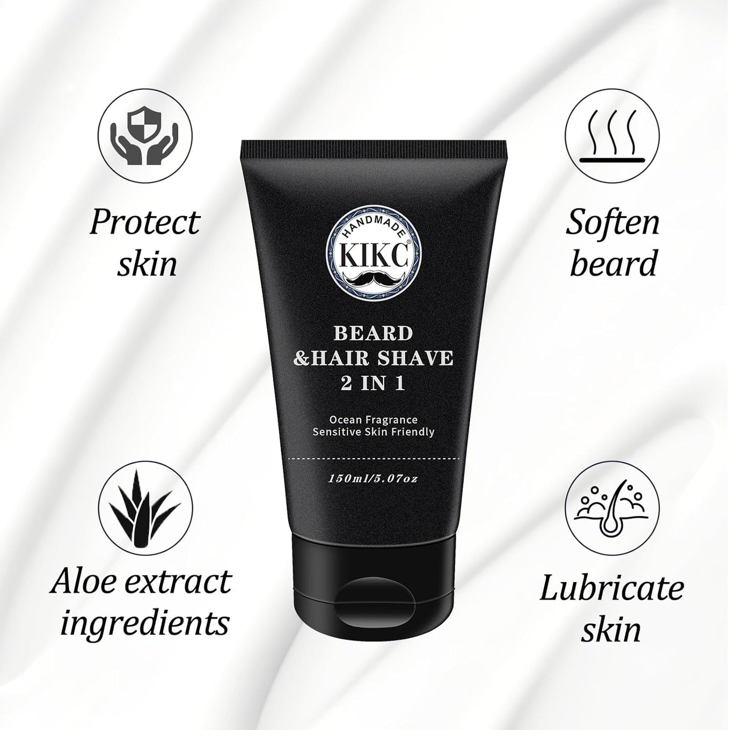 Shaving Soap and Shaving Cream Kit,Sandalwood Scent Shave Soap for Men,Shave Cream with Ocean Fragrance, a 3.5oz Soap, a 2 in 1 Shave Cream 150ml for Wet Shaving