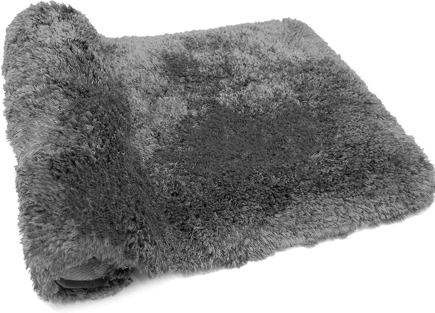 FIFU Bathroom Rugs 17" W x 24" L, Bath Mat for Bathroom, Bedroom, Laundry Room & Kitchen, Non-Slip Rubber Latex Backing, Extra Soft and Absorbent Microfiber Carpet, Machine Washable Rug, Dark Gray