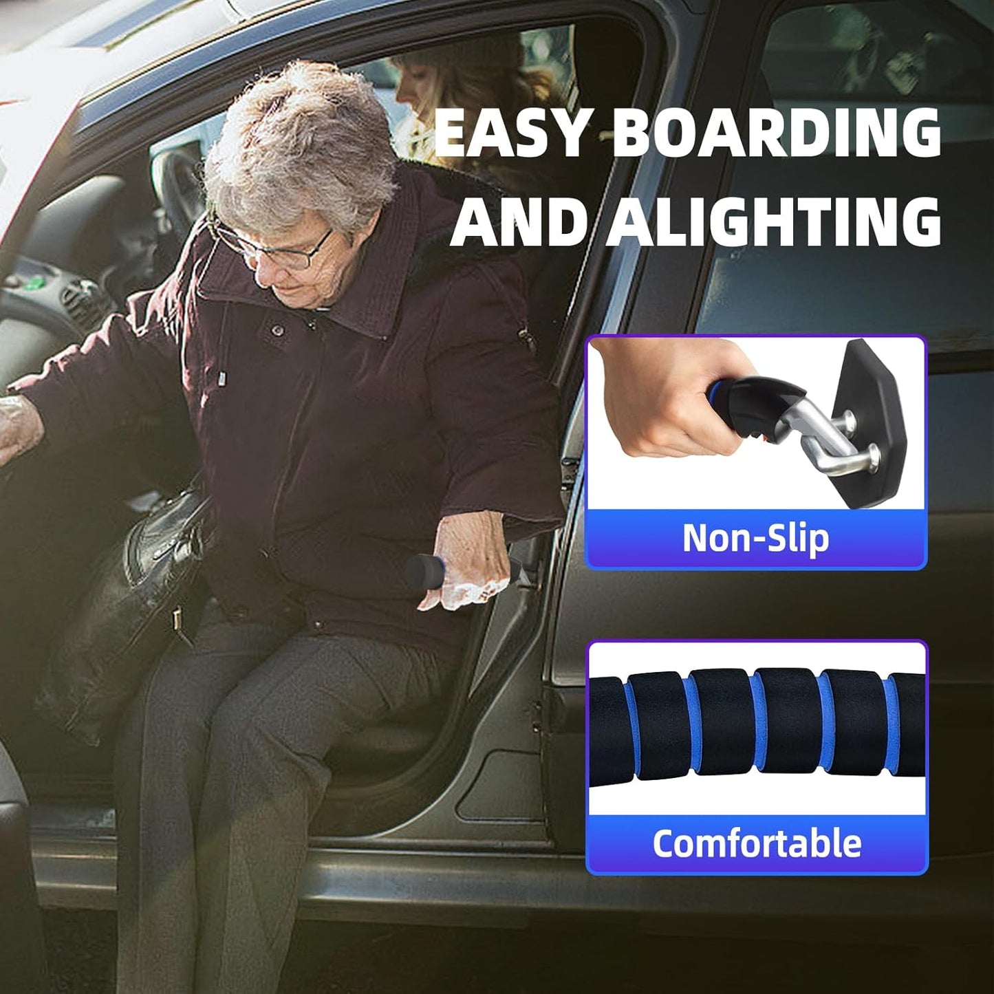 Car Handle Assist for Elderly Car Door Handle, Mobility Car Assist Transfer Support Handle, Multifunction Automotive Grab Handles, Aids for Disabled and Elderly（2Pack, Blue）
