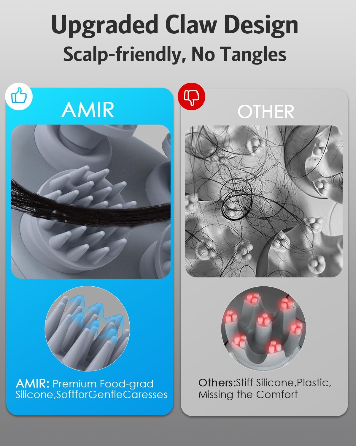 AMIR Upgraded Electric Scalp Massager, Portable Head Massager with Kneading 96 Massage Nodes, Handheld Head Scratcher Massager for Stress Relax and Pain Relief, Ideal Gifts for Women, Men