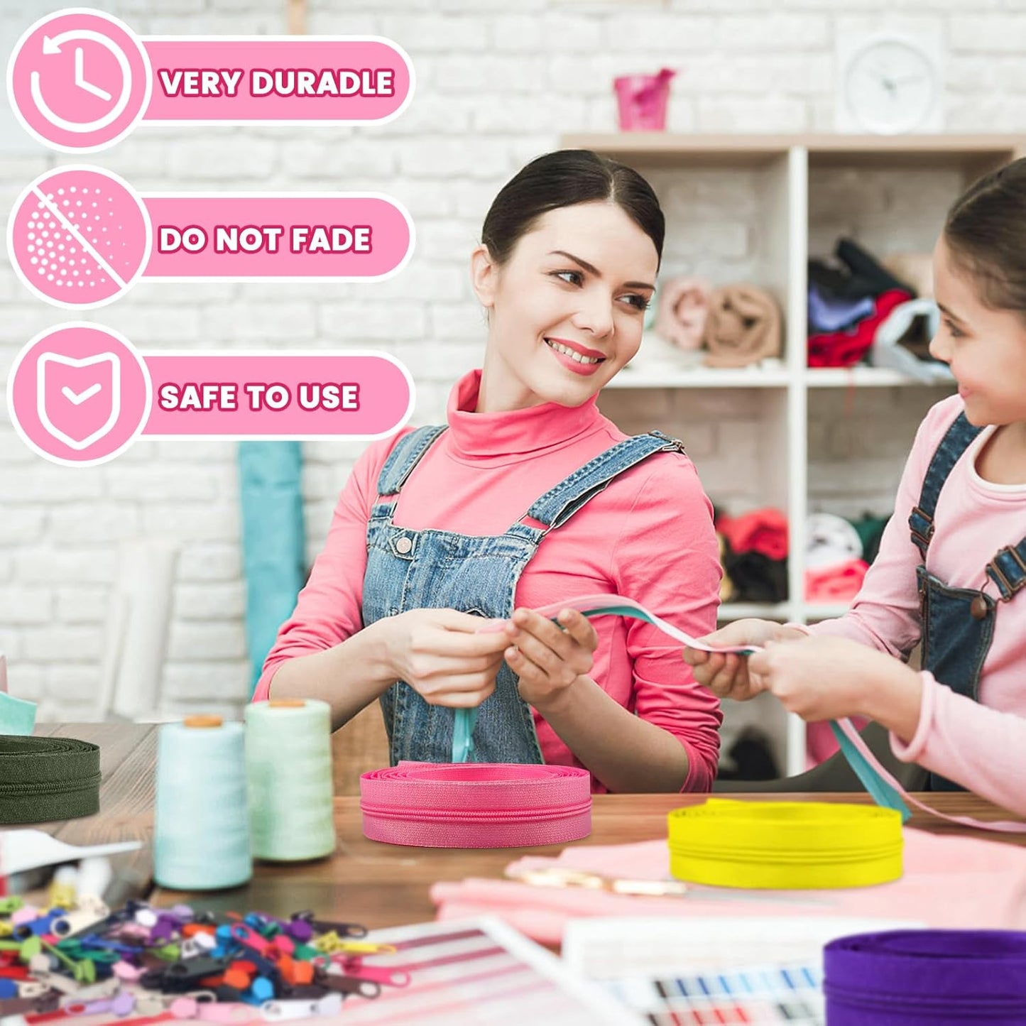 DOITEM 31 Yards 10 Pieces Sewing Zippers #3 Nylon Coil Zippers Assorted Zipper for Sewing with 40 Zipper Sliders for DIY Tailor Sewing Crafts Supplies, 10 Colors