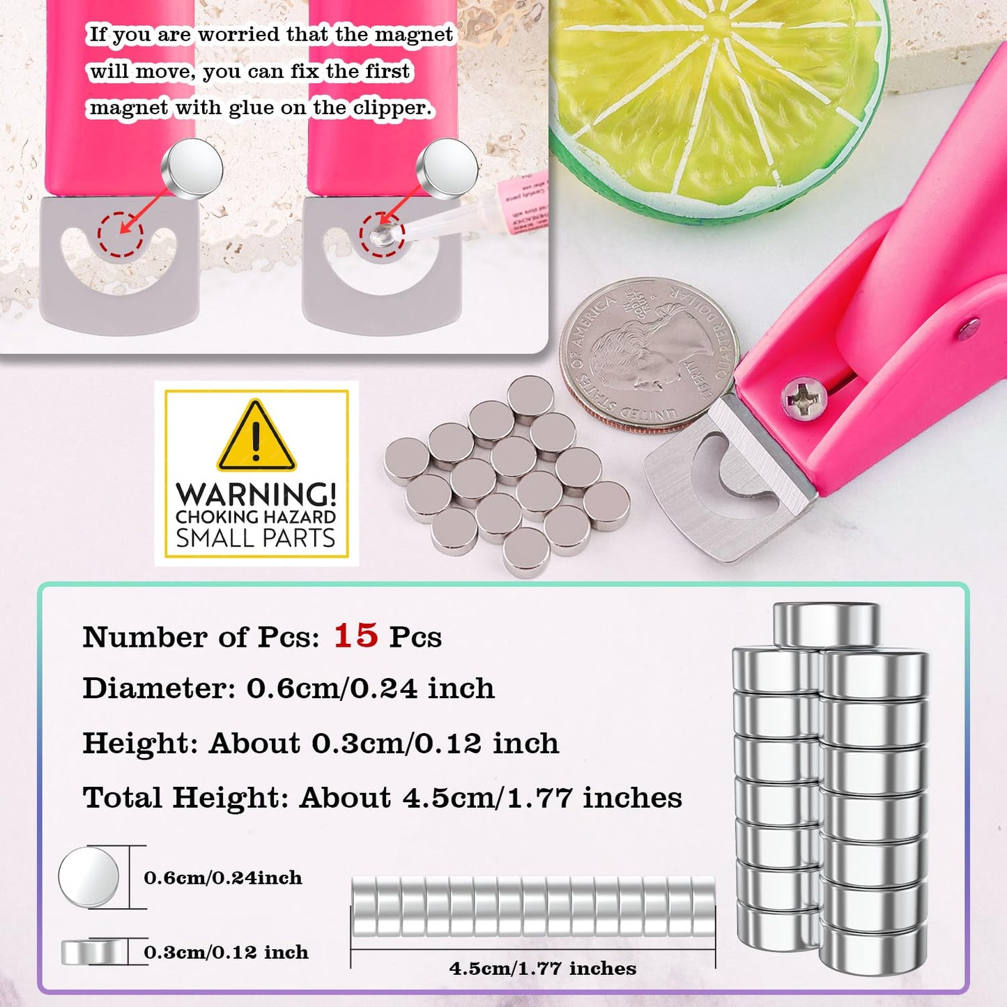 Pink Adjustable Nail Clippers with Magnets Sizers for Acrylic Nails, Artificial Fake Nail False Nail Tip Cutter Trimmer Manicure Pedicure Sharp Blade Clip Tool For Salon Home Art Beauty