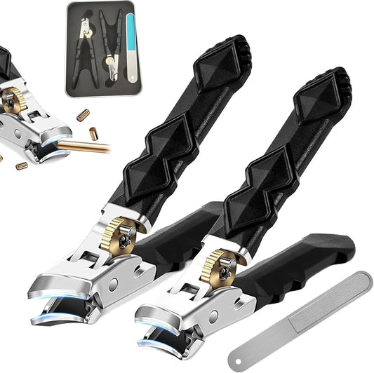 Fanyil Orthoclip, New Orthoclip Toenail Clippers Set, 180° Wide Jaw Thick Toenail Clippers with Safety Lock & Nail File for Thick & Ingrown Toenails, Ultra Sharp Slanted Nail Clippers with Long Handle