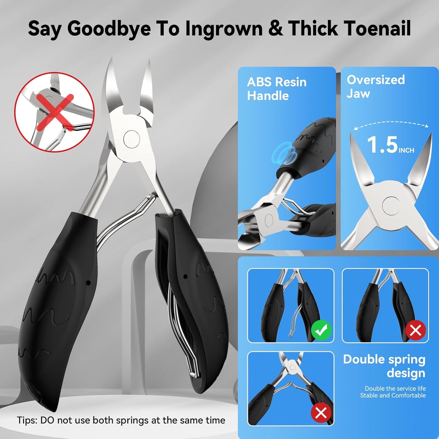 Toenail Clippers for Seniors Thick Toenails, Sharp Toe Nail Clippers Set for Men Women, Heavy Duty Fingernail Clipper Pedicure Tools for Feet, Professional Manicure and Pedicure Kit with Nail Scissors