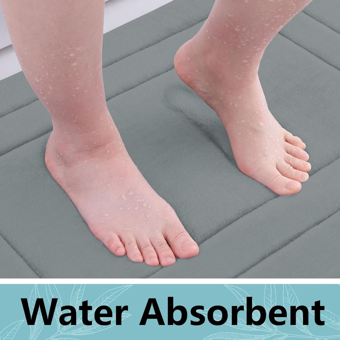 Arotive Memory Foam Bathroom Rug Mat 47x24, Ultra Soft and Absorbent Bath Mat, Machine Wash Dry, Comfortable Bath Rug Carpet for Bathroom Floor, Tub and Shower, Grey