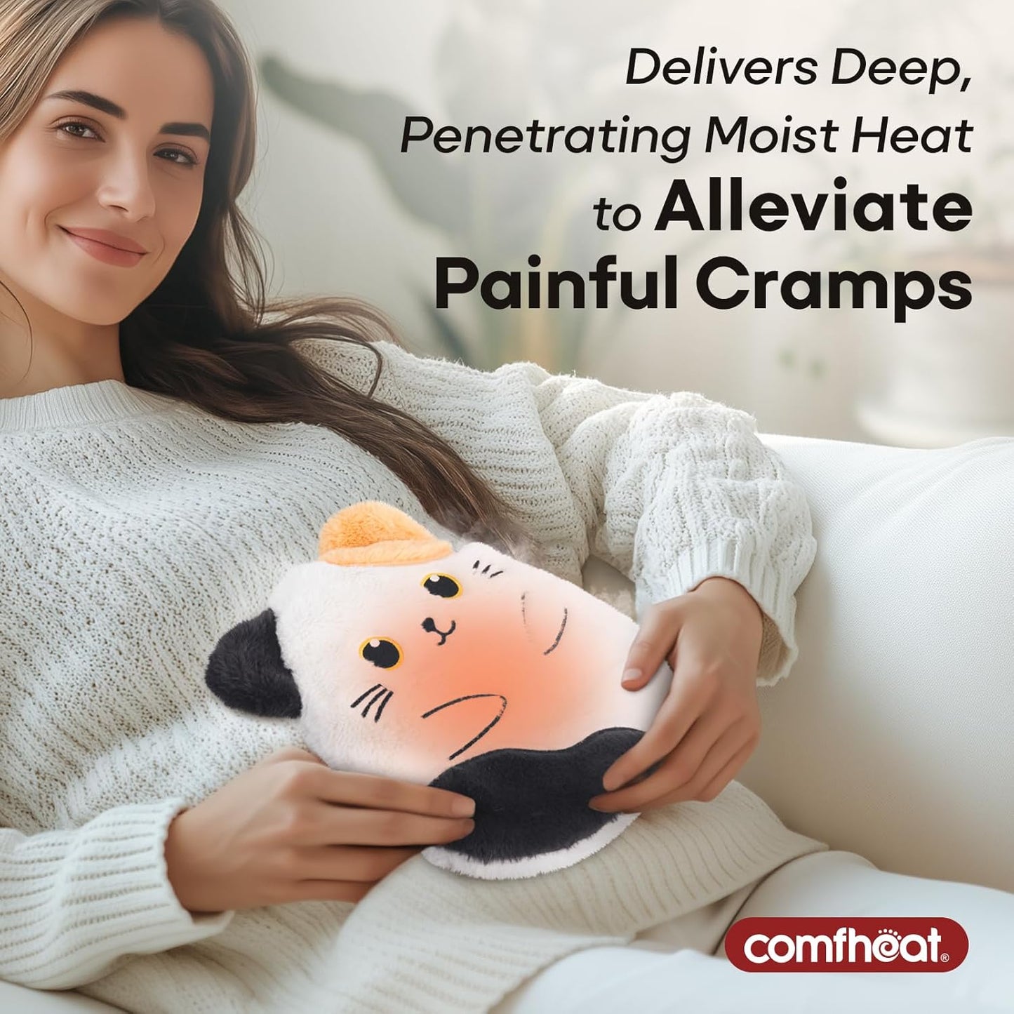 Microwave Heating Pad for Pain Relief, Unscented Microwavable Heating Pads Animal Plush Cat Heating pad for Cramps, Neck Shoulder, Muscles, Natural Heat Pack Moist Heat with Washable Cover