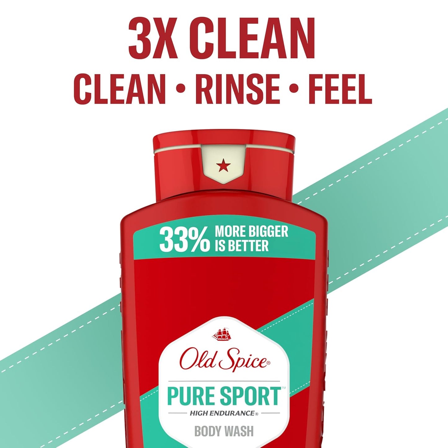 Old Spice Refreshing Body Wash for Men, High Endurance, 3X Defense, 24/7 Shower Fresh with Long Lasting Scent, Pure Sport Scent, 24 oz (Pack of 4)