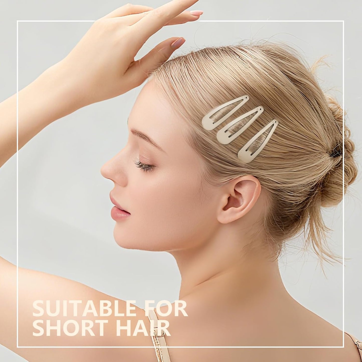 Teenitor Snap Clips, 48pcs Snap Hair Clips Hair Barrettes and 100pcs Clear Hair Bands, Metal Hair clips Barrettes for Women Girls, 2 Inch barrette clips Matte Black Grey Green Taupe