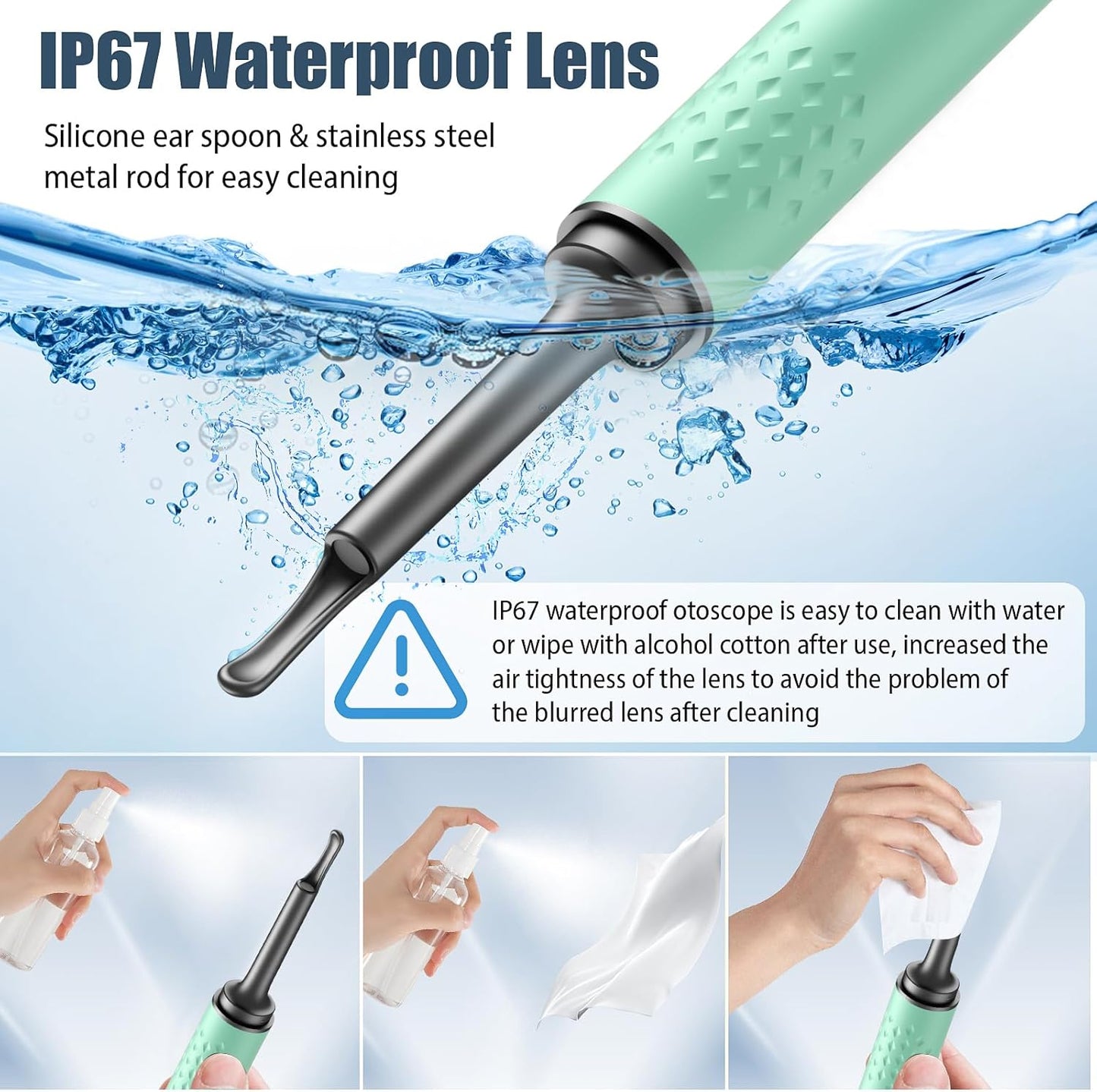 Ear Wax Removal Tool Camera - Ear Cleaner with 1080P HD Camera, Otoscope with Light, Earwax Removal Kit for iPhone, iPad, Android Phones (Green)