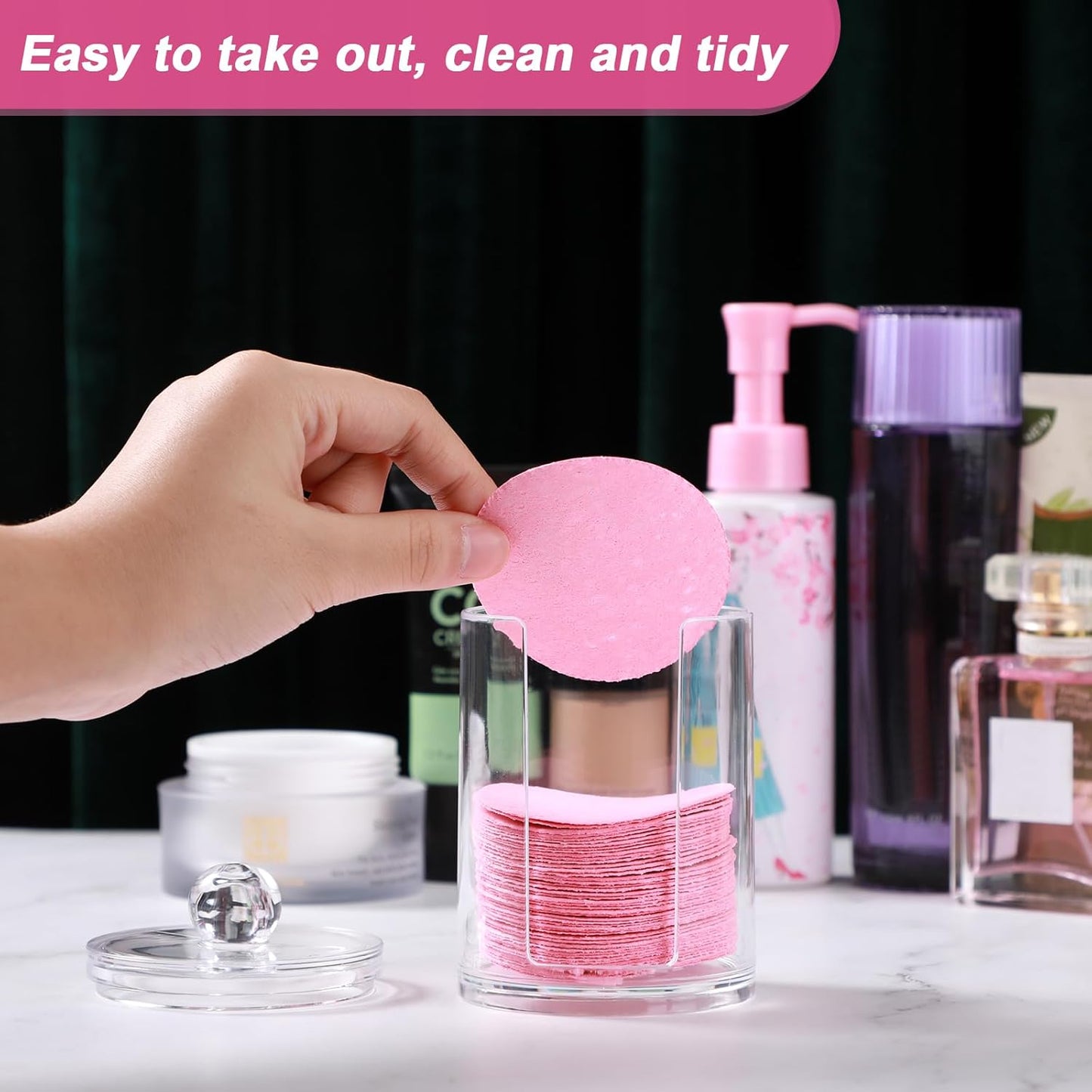 50 Pcs Compressed Facial Sponges Facial Makeup Natural Cosmetic Spa Sponges for Women Cleansing, Exfoliating Mask, Makeup Removal, Dead Skin, and Dirt, Travel Essentials(Pink)