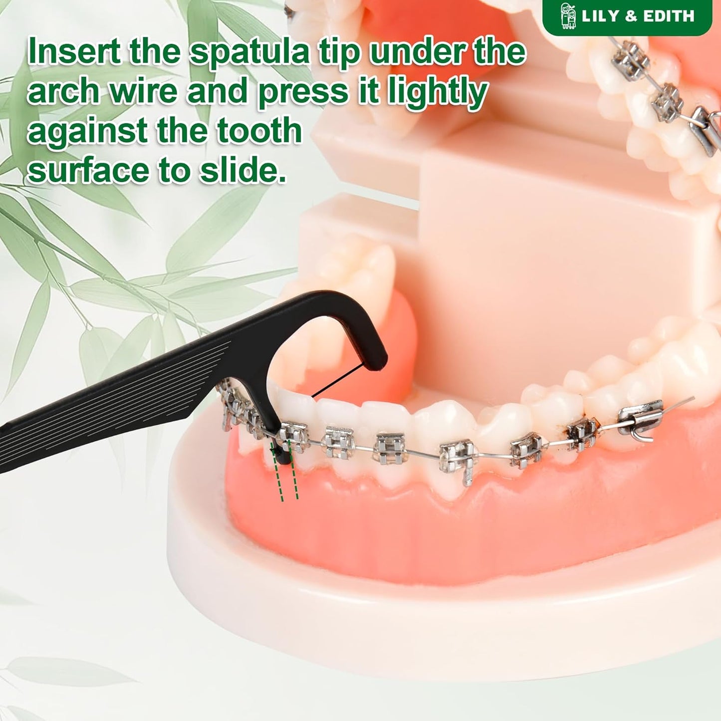 LILY & EDITH Orthodontic Flossers for Braces for Adult & Kid, 240 Count, Ortho Dental Floss Picks, Fluoride & Chemical Free, Fits Under Arch Wire, Bamboo Charcoal Flosser Remove Plaque, Unflavored