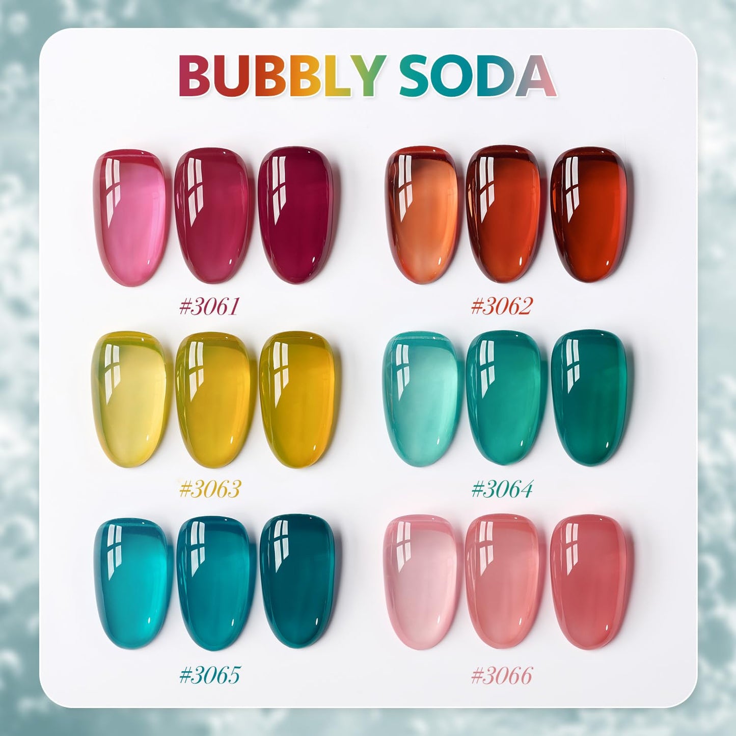 GAOY Jelly Gel Nail Polish of 6 Transparent Pink Red Blue Yellow Colors Sheer Gel Polish Kit for Salon Manicure and Nail Art DIY at Home