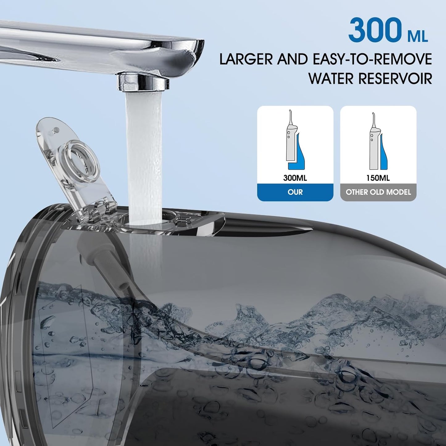 Water Flosser for Teeth Pick Cordless, Beautypick Portable Electric flossers for Teeth Cleaning and Flossing, 300ML Braces Oral Irrigator, Rechargeable Waterproof Dental Picks for Home Travel