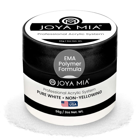 Joya Mia Acrylic Powder for Nails, MMA-Free, Super Adhesion Professional Powder for Flawless & Long-Lasting Nail Enhancements, Easy Application, Vibrant & Stunning Colors - Pure White, 2 oz