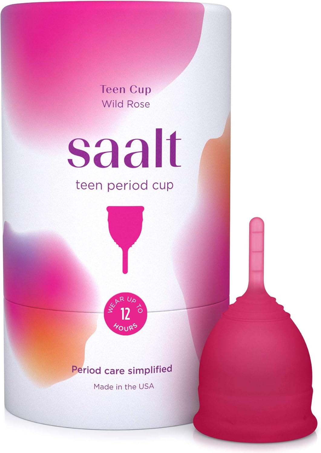 Saalt Teen Menstrual Cup – Reusable Period Cup – Made for Comfortable, Leak-Free Protection Up to 12 Hours – BPA & Latex Free - Wild Rose