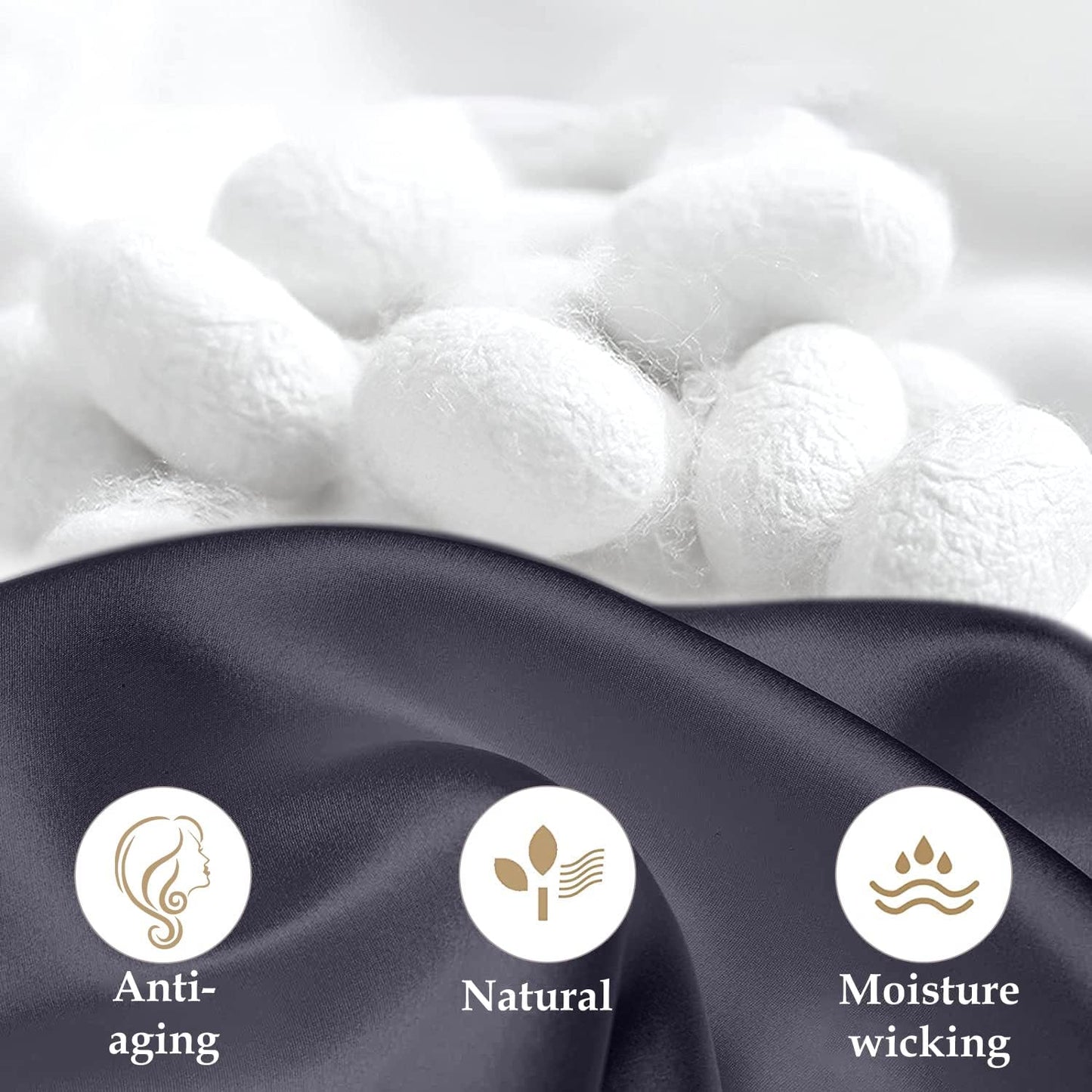 INSSL Silk Pillowcase for Women, Mulberry Silk Pillowcase for Hair and Skin and Stay Comfortable and Breathable During Sleep (King, Dark Grey)