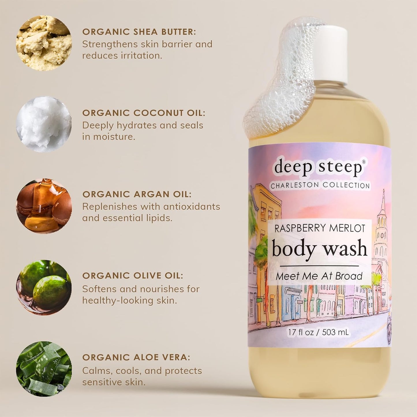 Deep Steep Body Wash, Cypress Fennel (The Folly Pier), 17 oz – Hydrating Shower Gel with Hyaluronic Acid, Shea Butter, Aloe Vera & Argan Oil – Vegan, Clean Beauty, Clean & Refreshed Skin