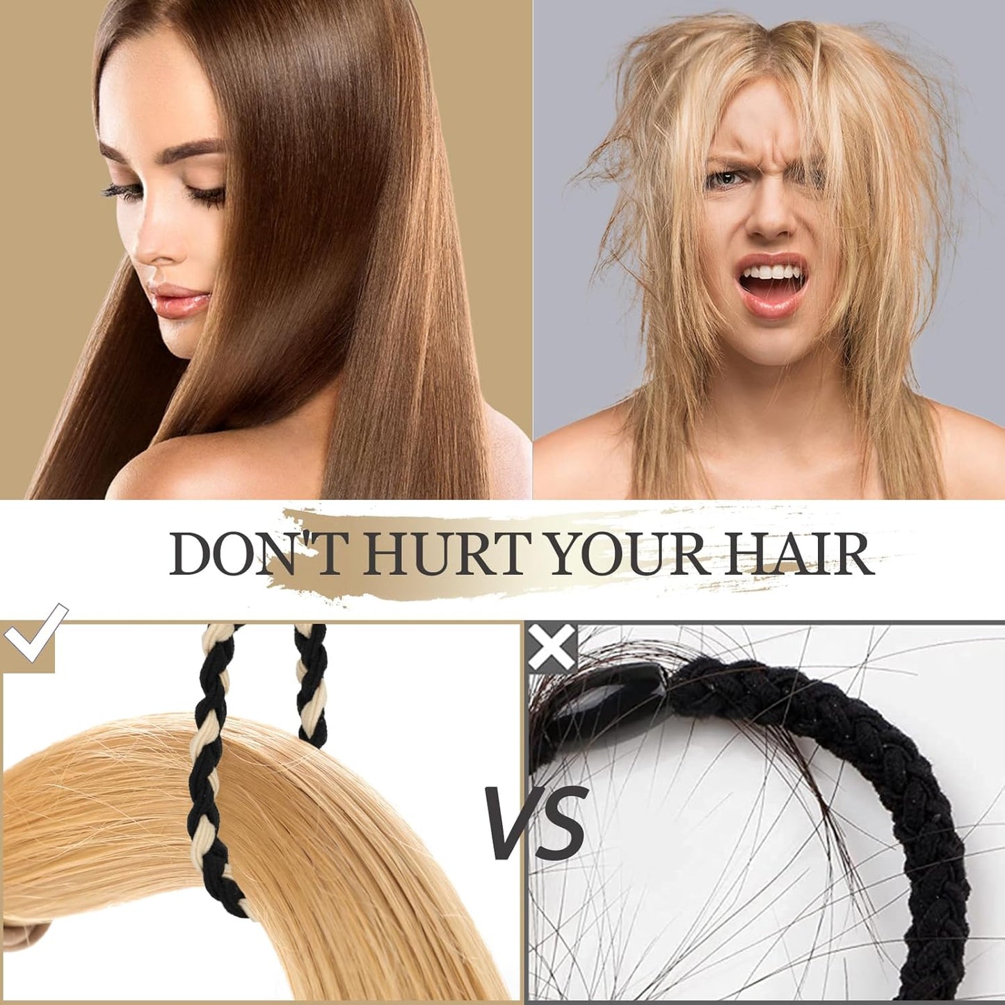 Hair Tie Bracelet, 5 Pcs Boho Hair Ties For Girls and Women, Elastic Hair Ties, Hair Bands For Ponytails, Ponytail Holder For Daily Life, Sport, Cooking, Working (Set 17)