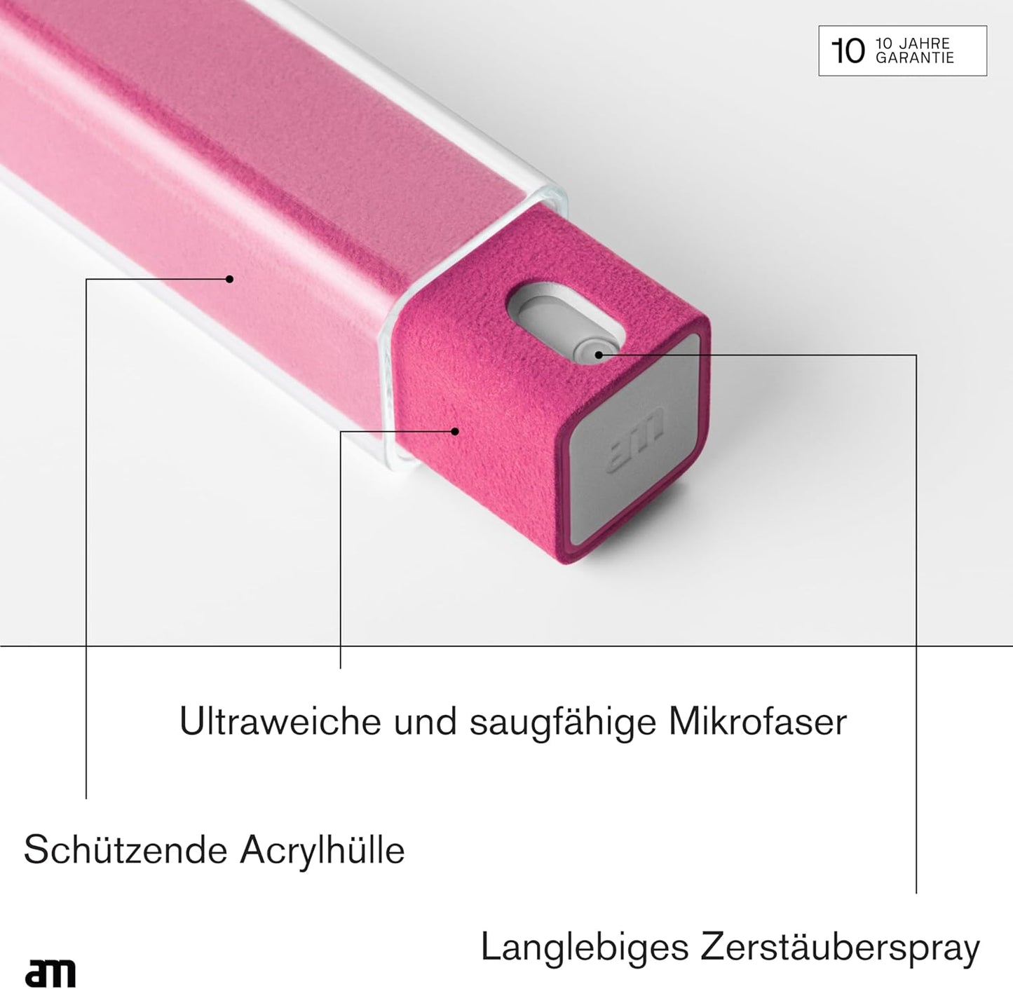 am Screen Cleaner Mist Spray with Microfiber Cloth Around – Alcohol-Free, Streak-Free Screen Cleaning Kit for Smartphones, Tablets, Laptops, Smart TVs & Car Screens, 1 Pack, Pink