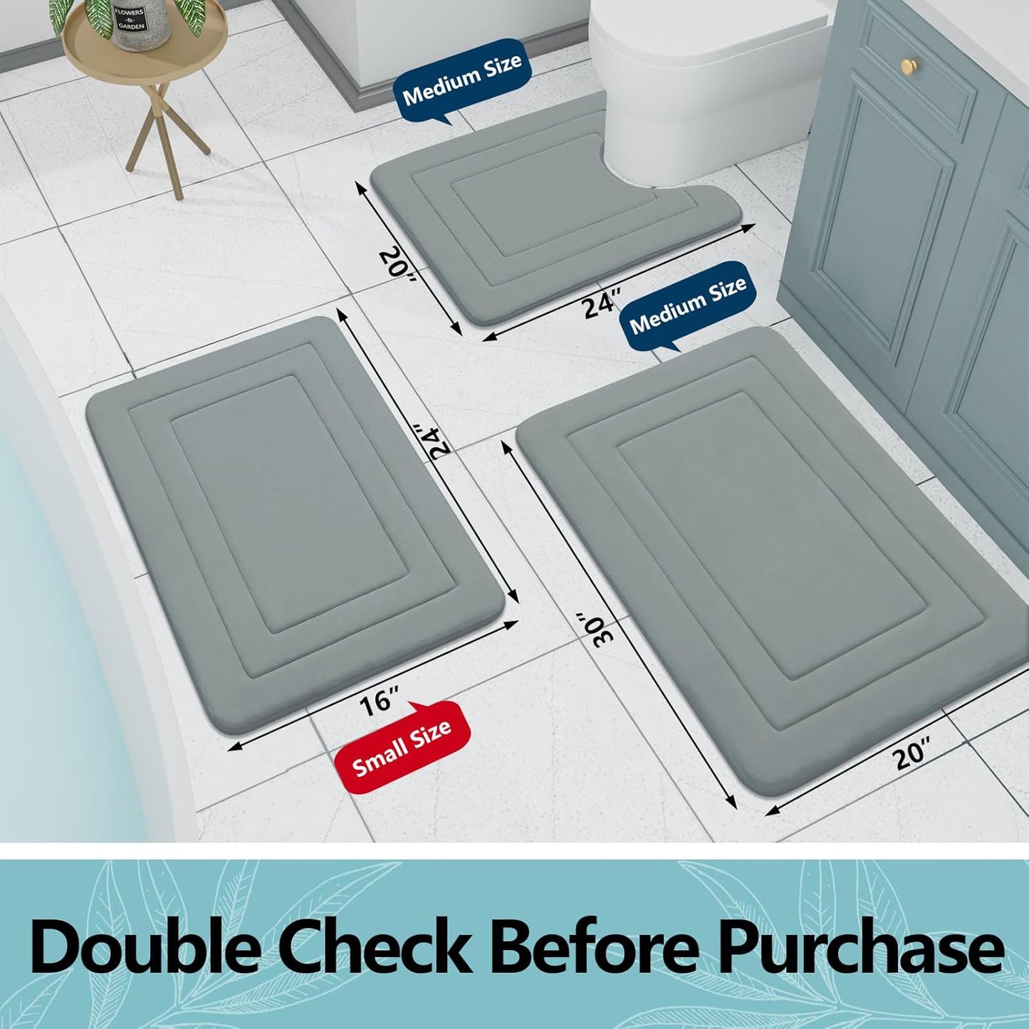 Arotive Memory Foam Bathroom Rug Mat 54x24, Ultra Soft and Absorbent Bath Mat, Machine Wash Dry, Comfortable Bath Rug Carpet for Bathroom Floor, Tub and Shower, Grey