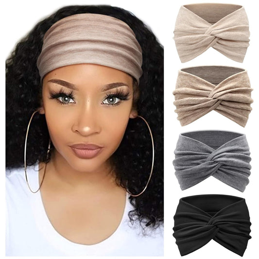 Extra Wide Headbands for Women Large Turban Headband Non Slip Boho Elastic Hairband Hair Twisted Knot Head Bands Accessories