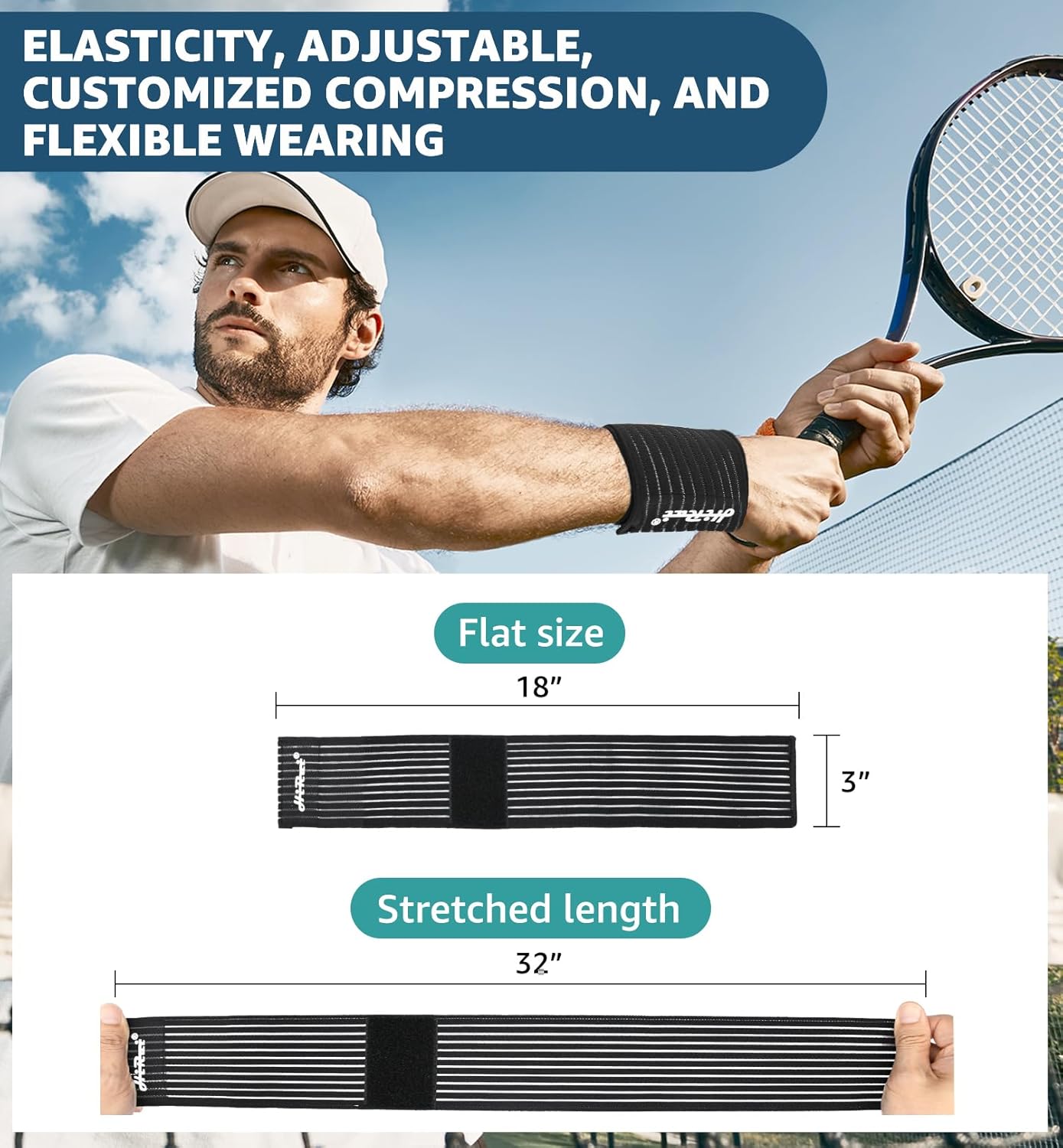 HiRui 2-Pack High-Elastic Wrist Support Straps Wrist Compression Bandage - Wrist Wraps Wristbands for Carpal Tunnel Arthritis Tendonitis Weightlifting Tennis Basketball - Breathable Soft (Black)