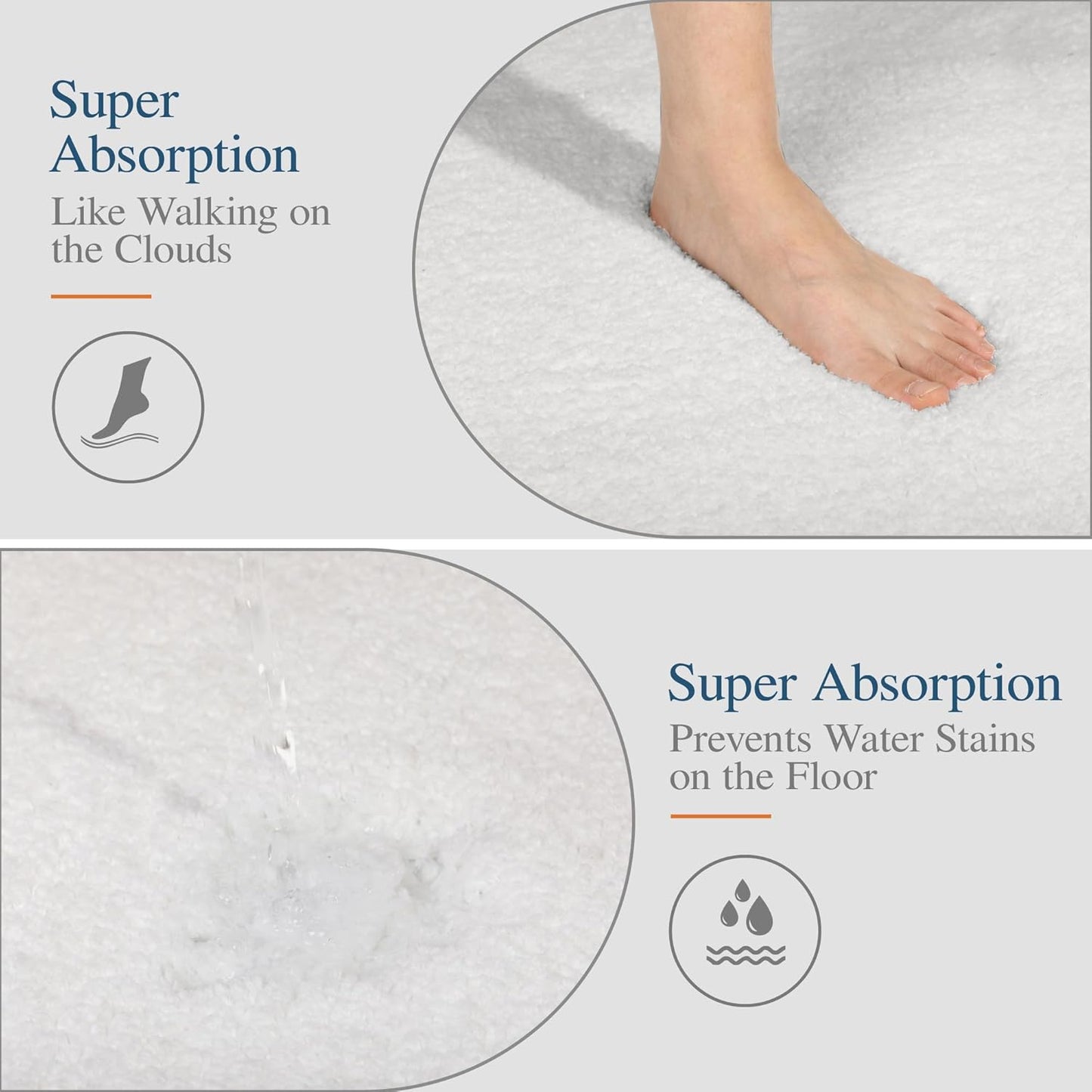 Walensee Large Bathroom Rug (24 x 40, Ivory) Extra Soft and Absorbent Shaggy Bath Mat Machine Washable Microfiber Non Slip Luxury Floor Mat