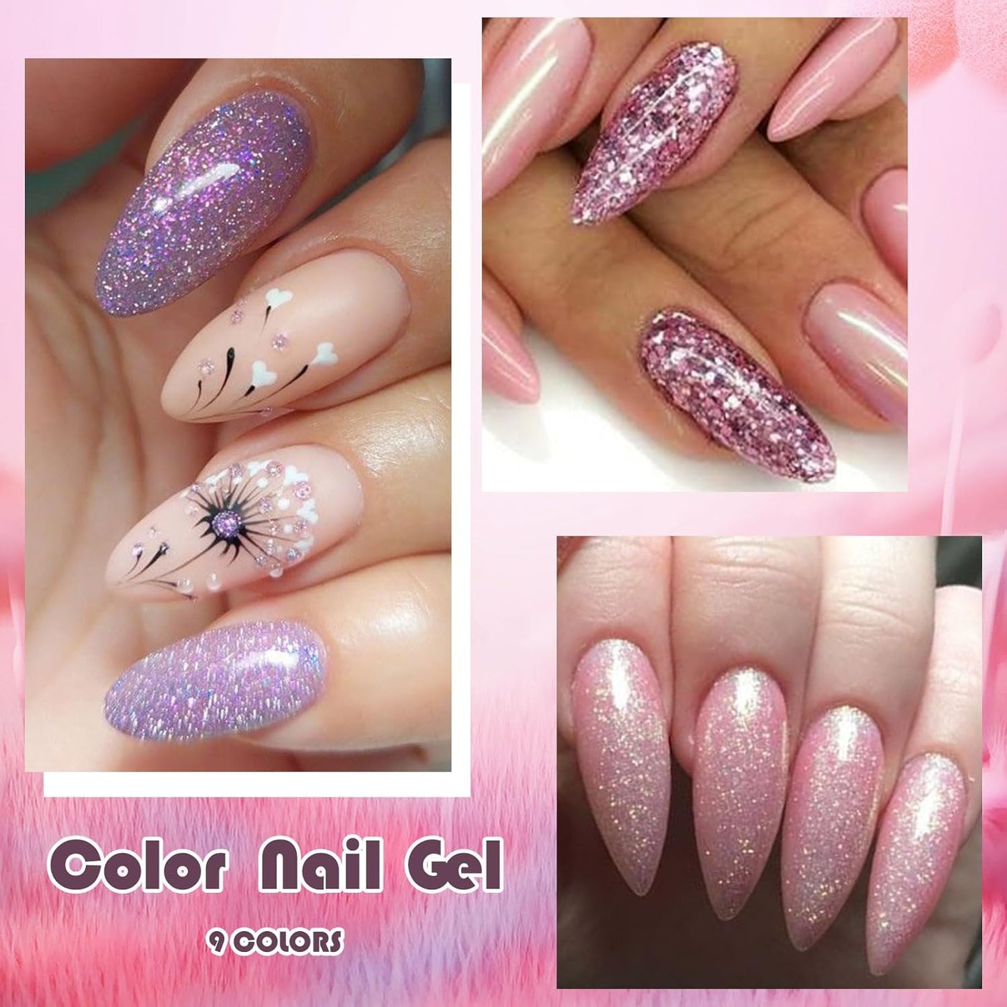 MEET ACROSS 9 Colors Gel Nail Polish + 3PCS Function Gel Nail Polish Kit,Fashion Nail Art Set Design Gifts for Women Manicure Salon (SET9, 12pcs)