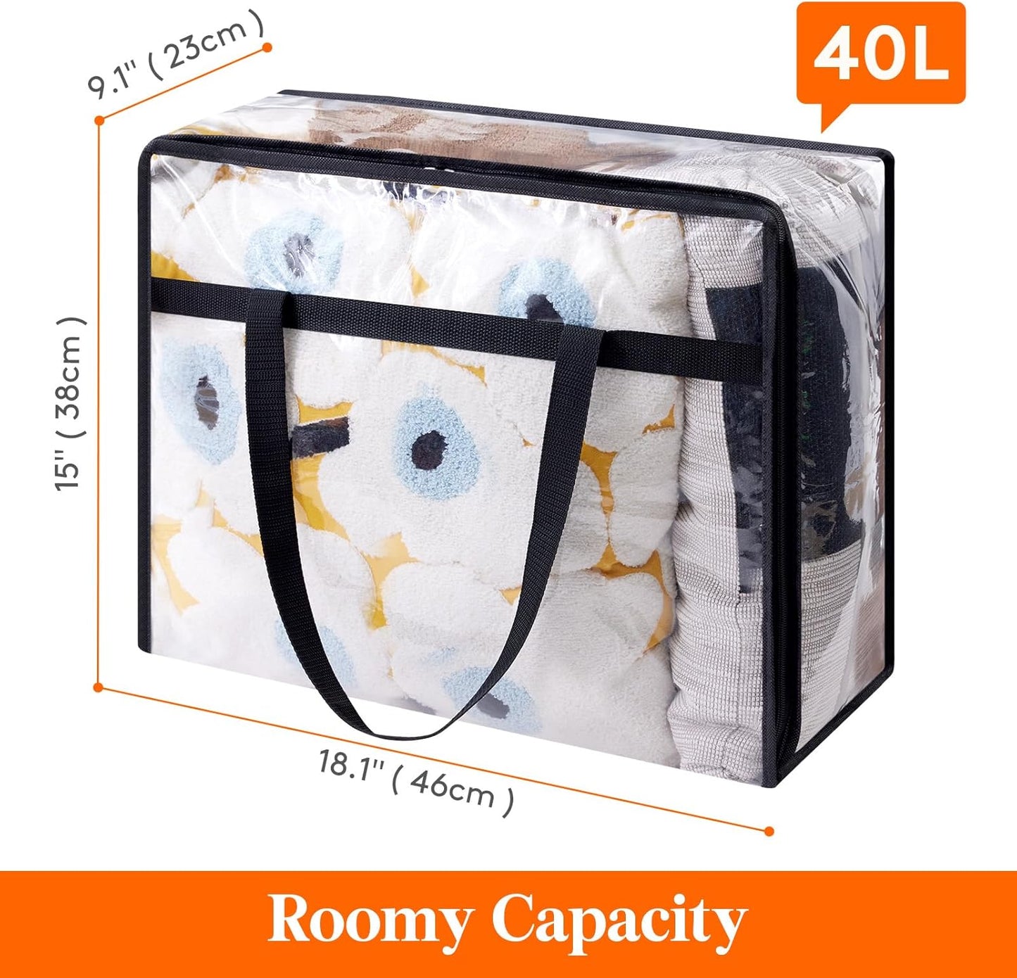 Lifewit 6 Pack Clear Clothes Storage Bags, 40L Plastic Blanket Storage Bag, Vinyl Foldable Moving Bags with Zipper, Closet Organizers and Storage Containers for Bedding, Duvet, Comforter