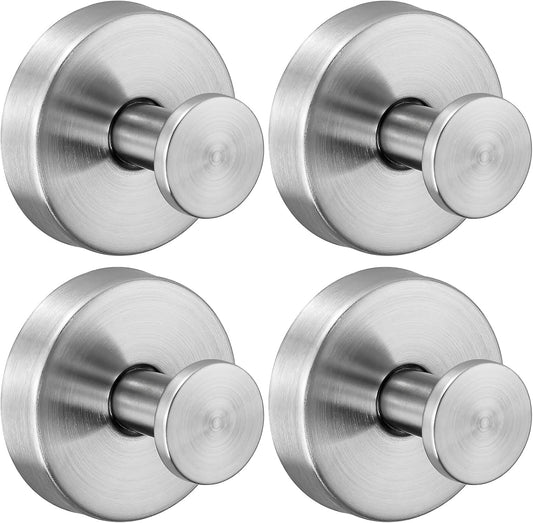 Reusable Heavy Duty Suction Cup Hooks for Kitchen/Bathroom/Shower - Wet-Proof Hooks for Towels, Robes, Loofah&Wreaths/No Drill Mounting on Glass, Tile, Metal (4, Brushed Nickel)