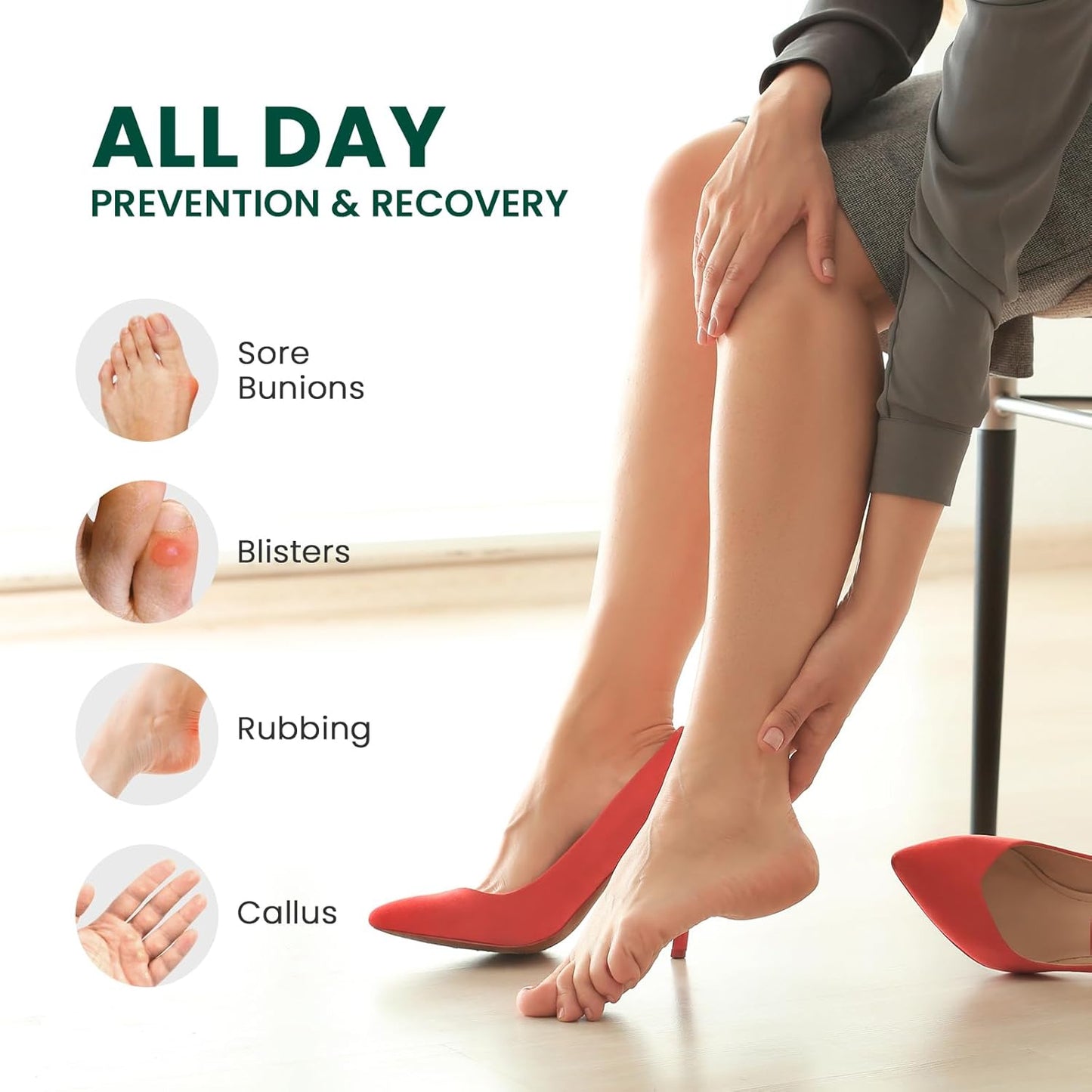 Welnove Gel Blister Bandage - 24 PCS Hydrocolloid Bandages for Prevention & Recovery, Blister Cushions for Heel, Toes & Foot, Blister Bandages for High Heels, Sandals, Wedding, Party (Heel Pack)