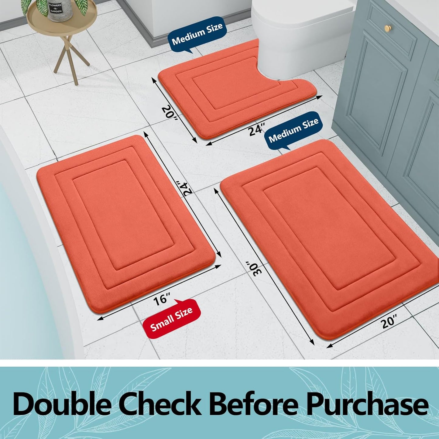 Arotive Memory Foam Bathroom Rug Mat 59x24, Ultra Soft and Absorbent Bath Mat, Machine Wash Dry, Comfortable Bath Rug Carpet for Bathroom Floor, Tub and Shower, Coral