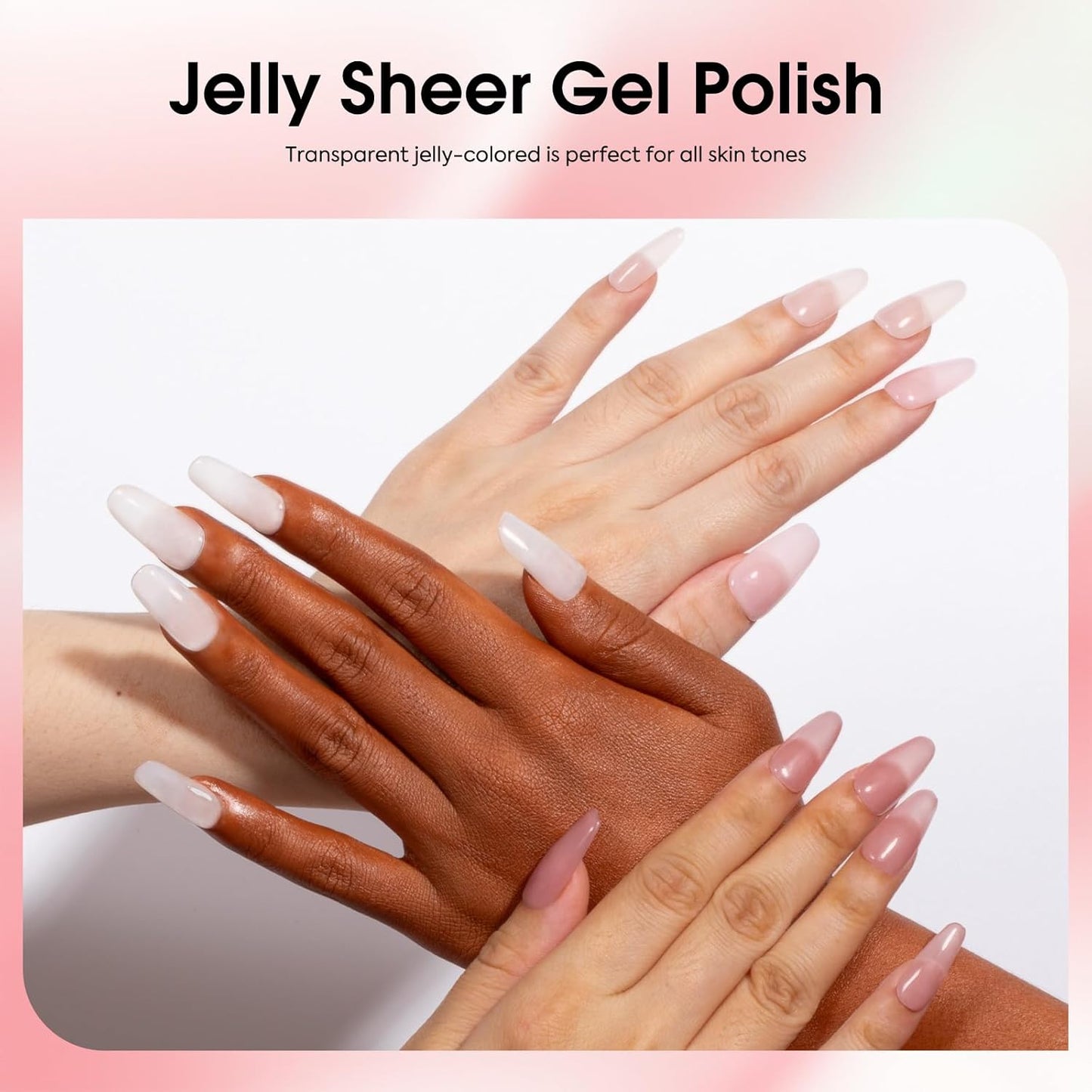CANNI 6 Colors 9 Ml Jelly Nude Pink Gel Nail Polish Set- Neutral Transparent Pink Colors Sheer Gel Polish Kit, Soak Off LED Nail Gel Manicure Kit DIY at Home Salon Gifts