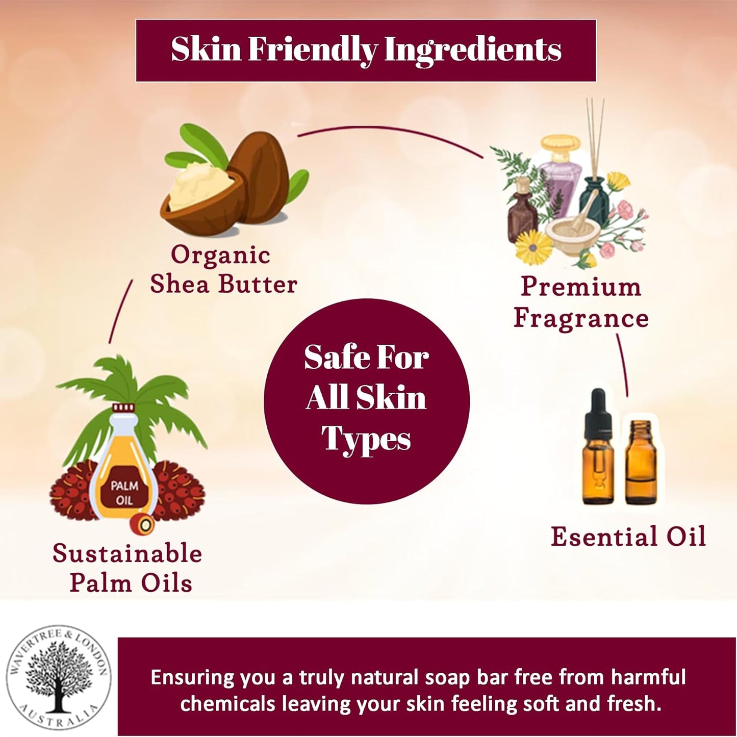 Wavertree & London Japanese Plum Scented Natural Soap (8 Bars), 7oz Moisturizing French Triple Milled Soap Bars enriched with shea butter - Pure Plant Oil Bath & Body Bars for All Skin Types