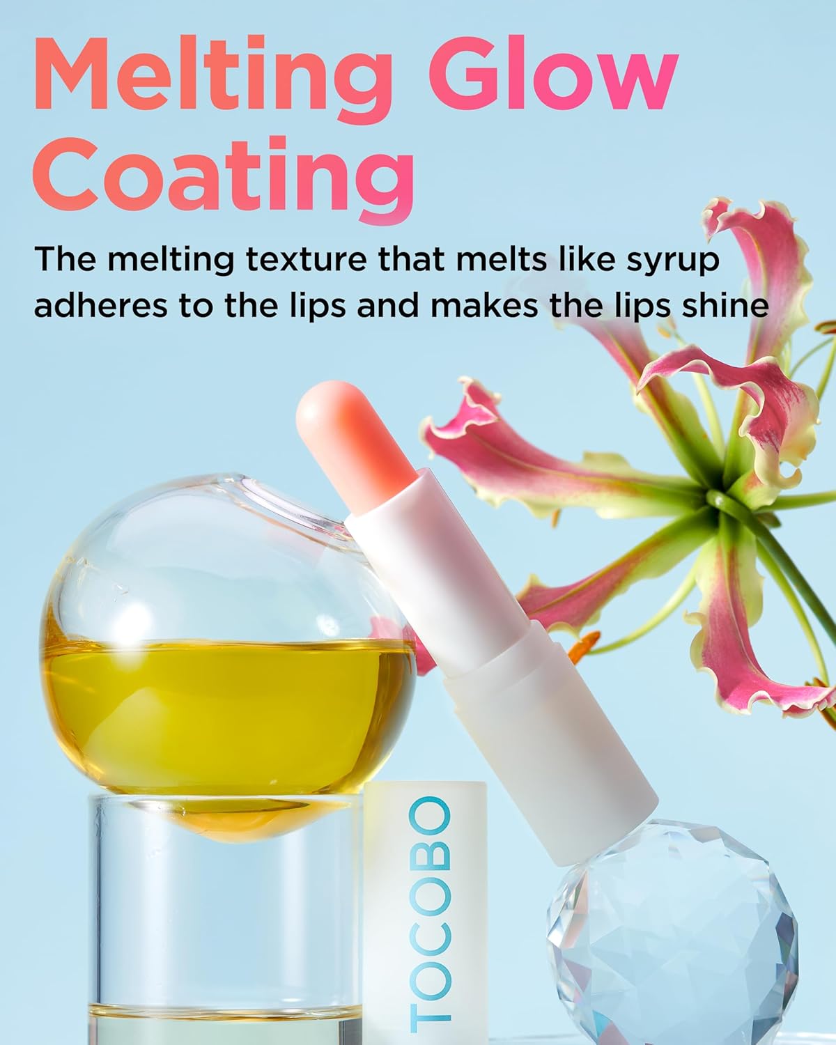TOCOBO Glow Ritual Lip Balm 001 Coral Water 0.67 oz / 19g | Glow Moisturizing Vegan Lip Balm including High Nutrition & Transparent Coral Color