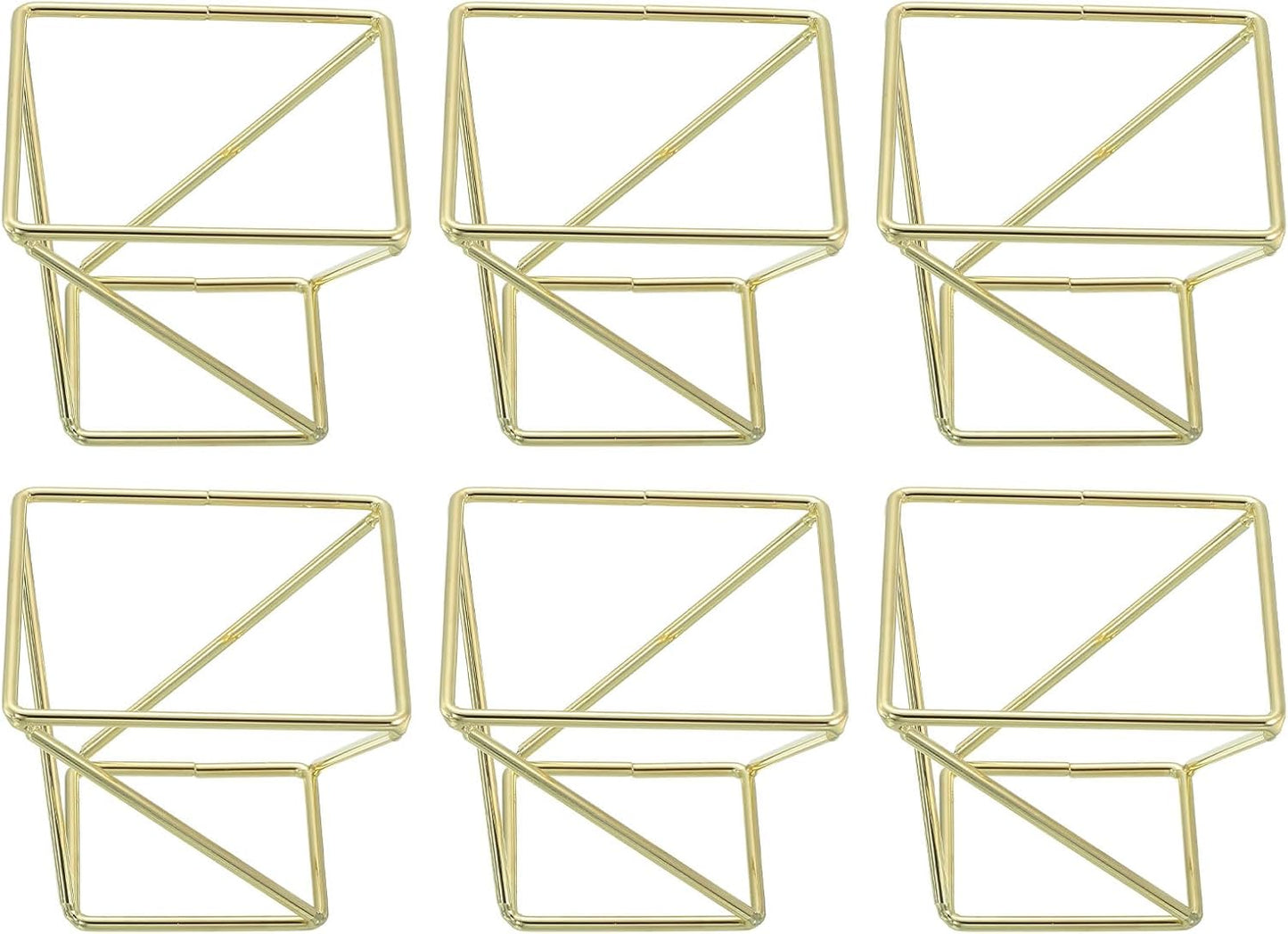 uxcell 6Pcs Air Plant Holder, Makeup Sponge Drying Holder Rack, Tabletop Air Fern Display Stand, Makeup Beauty Egg Dry Stand for Dressing Table Home Decoration, Gold (50x50x42mm)