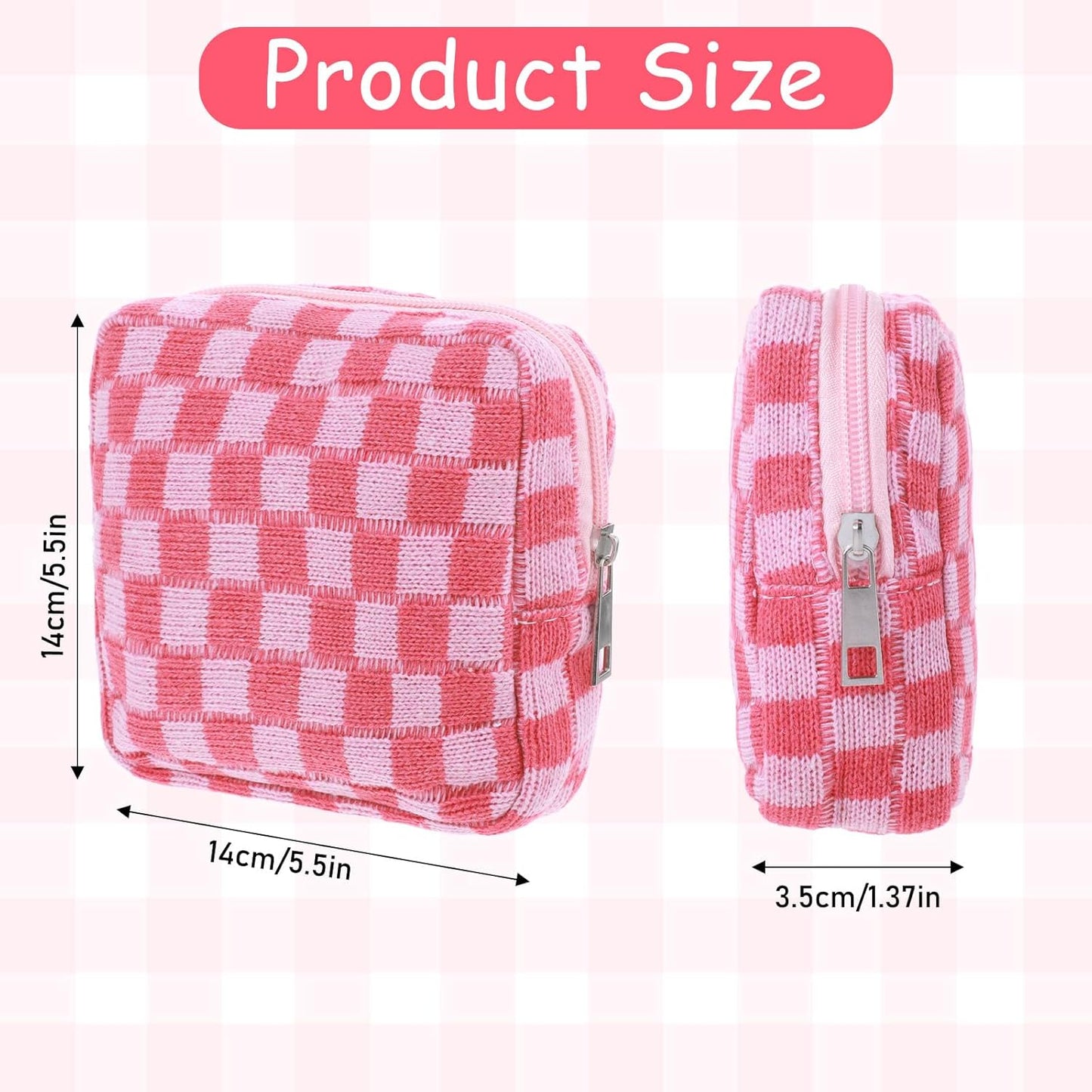 Period Pouch, Checkered Portable Period Bag Sanitary Napkin Storage Bag Tampon Storage Pouch for Women Ladies Daily Use Storages Purse Travel(1 Pcs)