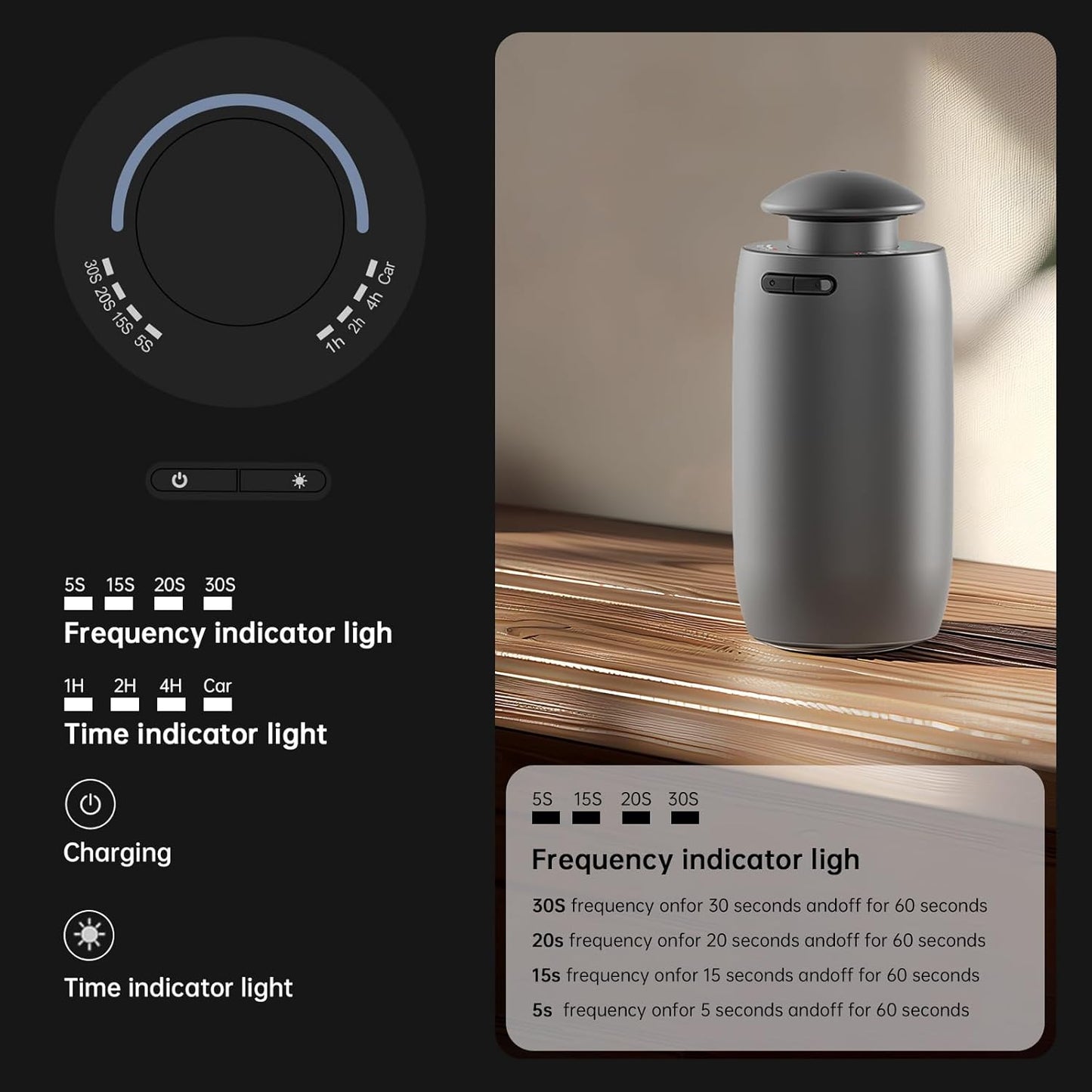 waterless Diffuser for Essential Oil Battery Operated Nebulizer, Night Light, 4 Mist Levels,Timer and Auto on Off Function for car,Home,Room,Office,Covers 100 Sq.Ft, Aluminum Alloy Material