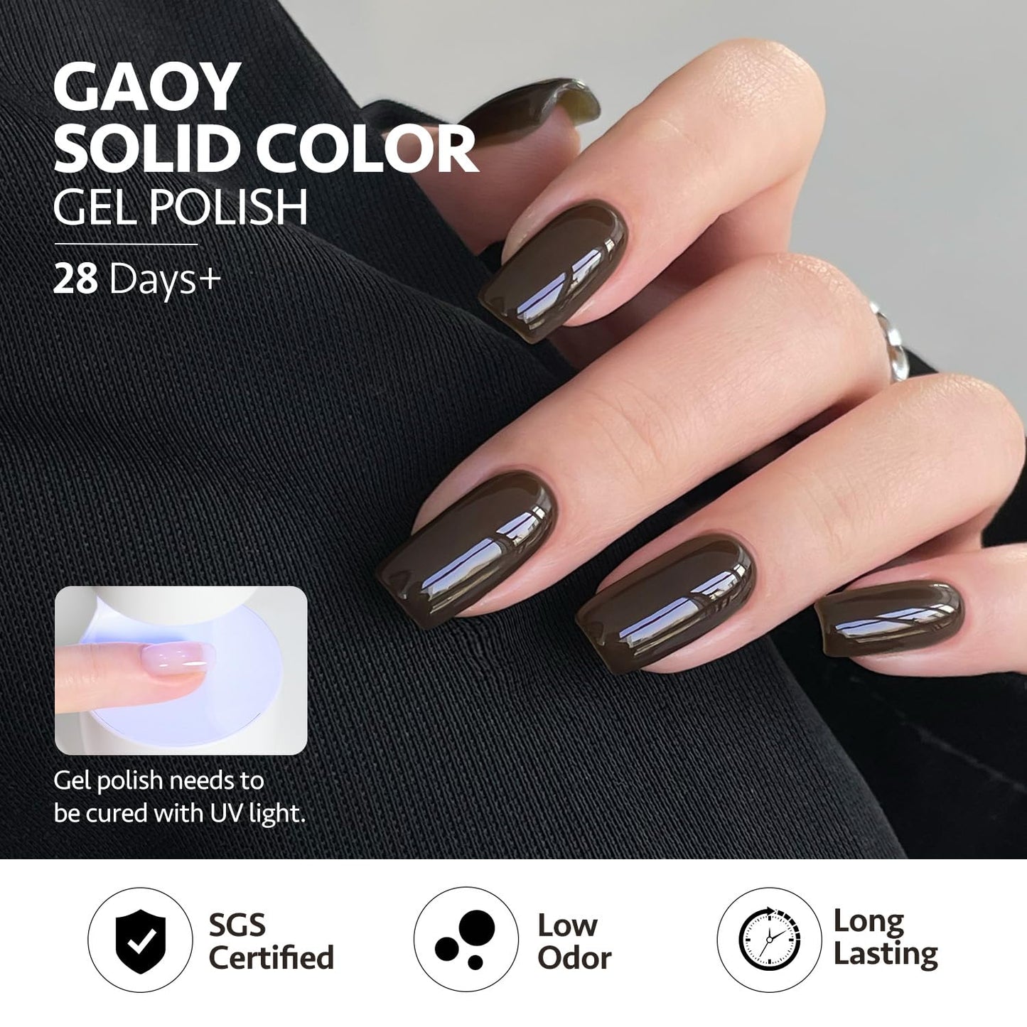 GAOY Milky Black Gel Nail Polish of 6 Creamy Nude, Gray, Green Colors Sweet Salt Style for Salon Gel Manicure and Nail Art DIY at Home