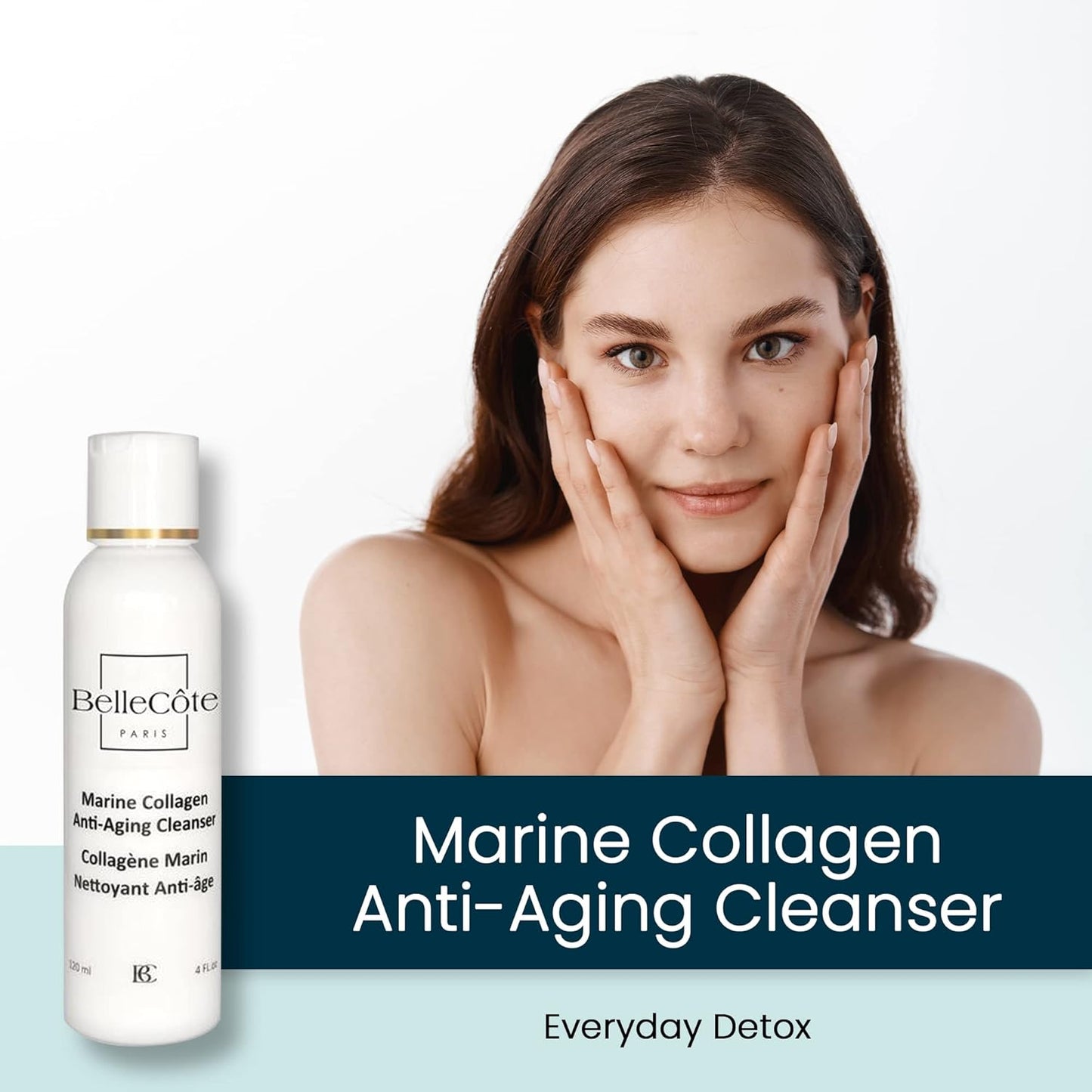 Marine Collagen Anti Aging Cleanser - Lichen Extract & Peptides for Dull And Dehydrated Skin, Removes Impurities & Makeup Toxins | Organic Seaweed Facial Cleanser 4 fl oz