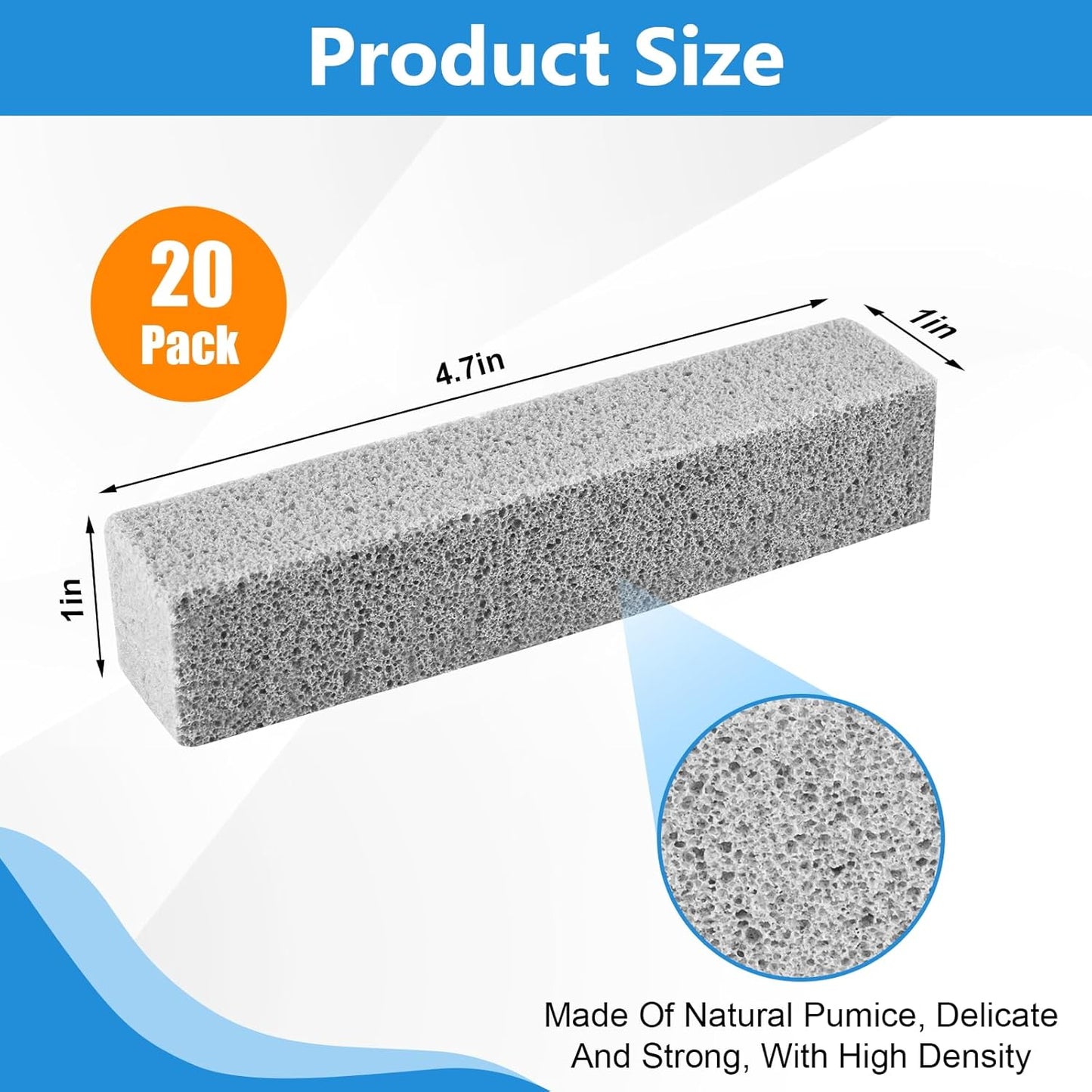 20 Pack Pumice Stone Toilet Bowl Cleaner, Pumice Stone for Cleaning Stick Hard Water Rings, Calcium Buildup & Stains, Safe for Bathroom, Sink, Tub, Grill, Oven, Pool Tile (Small Size)
