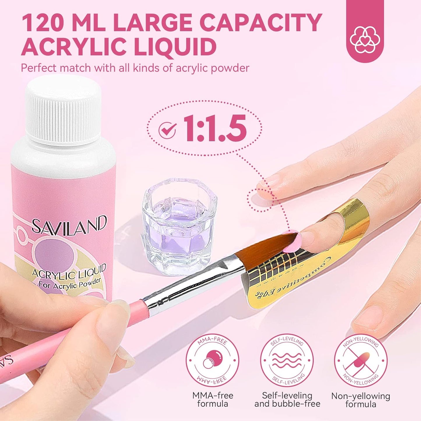 SAVILAND Acrylic Nail Kit with Everything: Nails Kit Acrylic Set For Beginners Gel Polish Kit U V Lamp Nail Decoration Professional Acrylic Nails Kit Starter Full Acrylic Nail Supplies DIY Home Salon