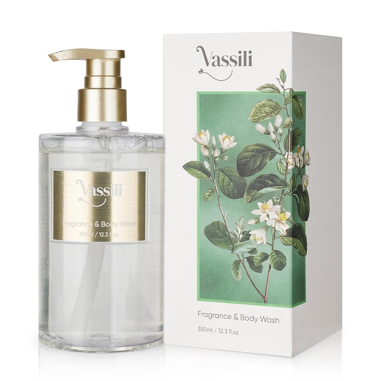 Vassili Fragrance Body Wash - Long-Lasting Aroma with Exotic Notes,Moisturizing & Gentle,For All Skin Types,Easy Rinse,12.3fl oz (Muskwood Whisper)