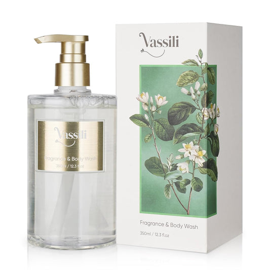 Vassili Fragrance Body Wash - Long-Lasting Aroma with Exotic Notes,Moisturizing & Gentle,For All Skin Types,Easy Rinse,12.3fl oz (Muskwood Whisper)