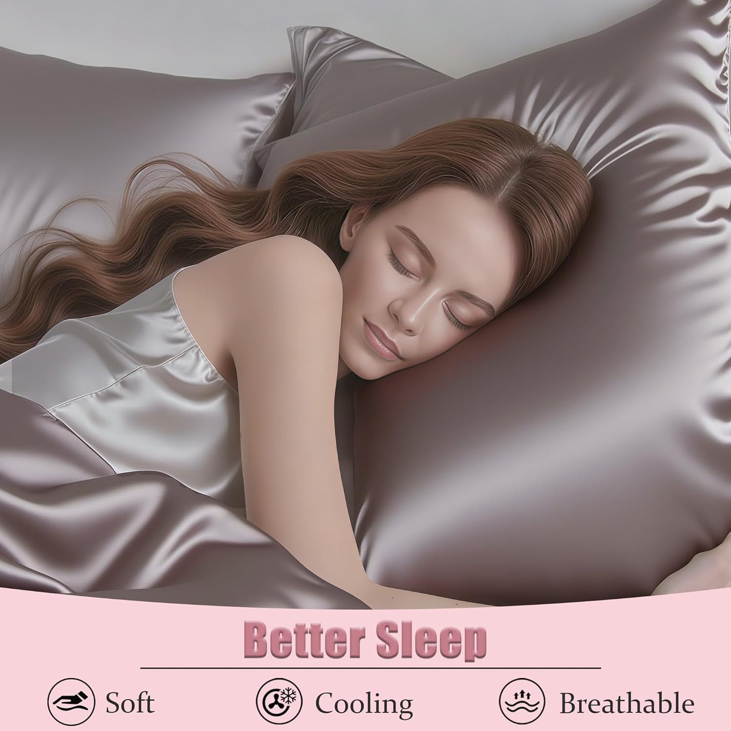 Mulberry Silk King Size Pillow Cases Set of 2, Ultra Smooth Soft Breathable Cooling Pillow Cases for Hot Sleepers, Silk Satin Pillowcases 2 Pack with Zipper for Hair and Skin, Gifts for Women